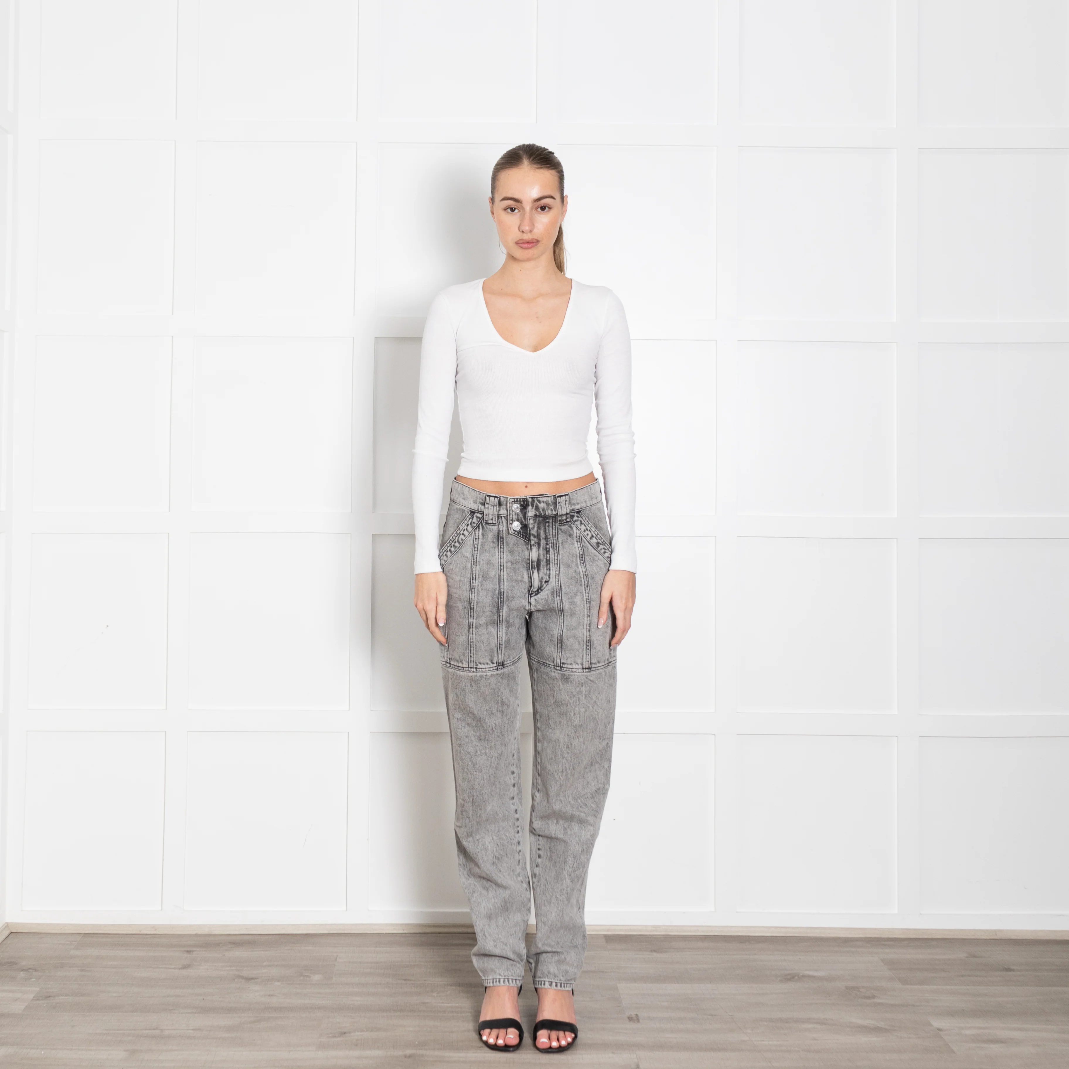 Isabel Marant Etoile Grey Acid Wash High Waisted Jeans