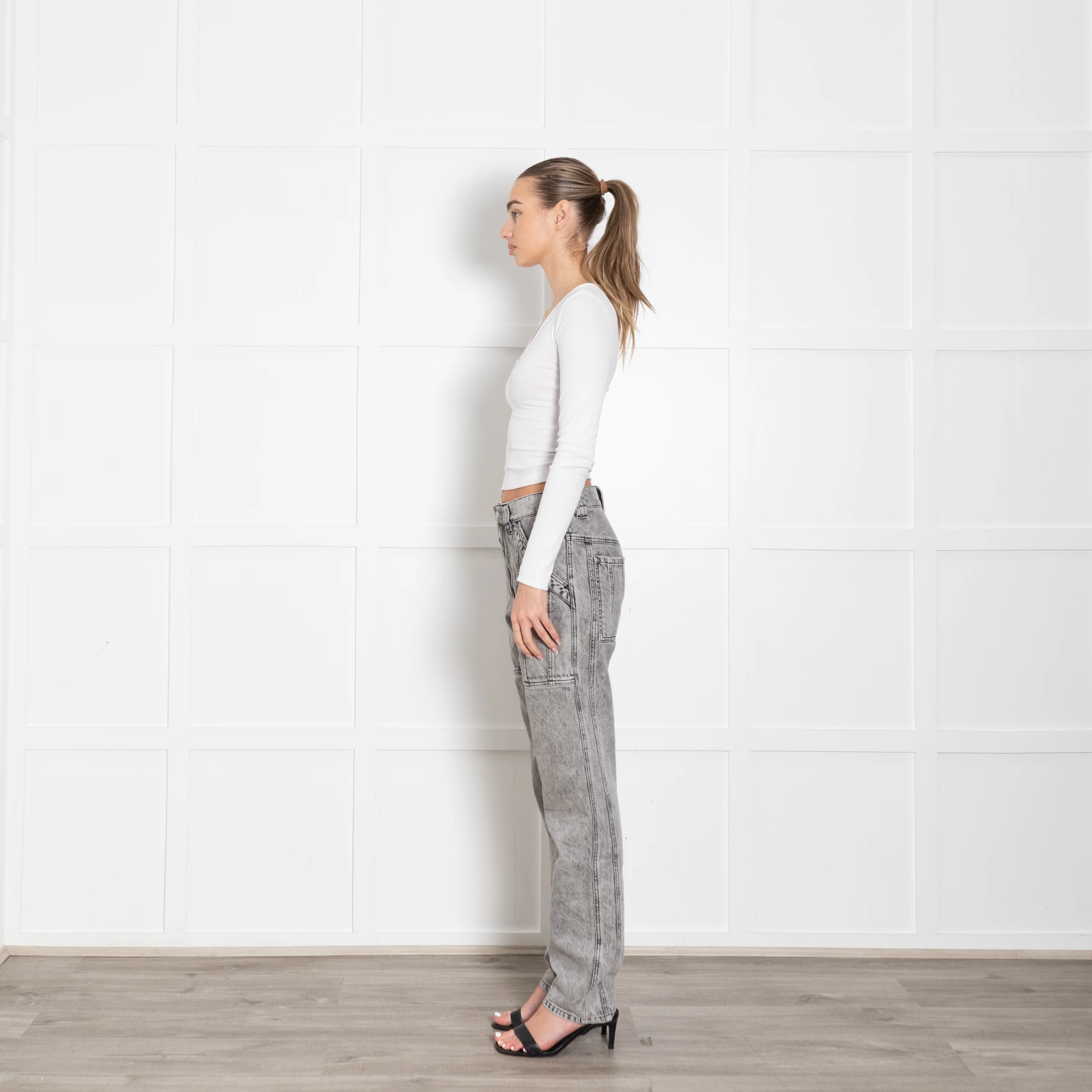 Isabel Marant Etoile Grey Acid Wash High Waisted Jeans - Image 4