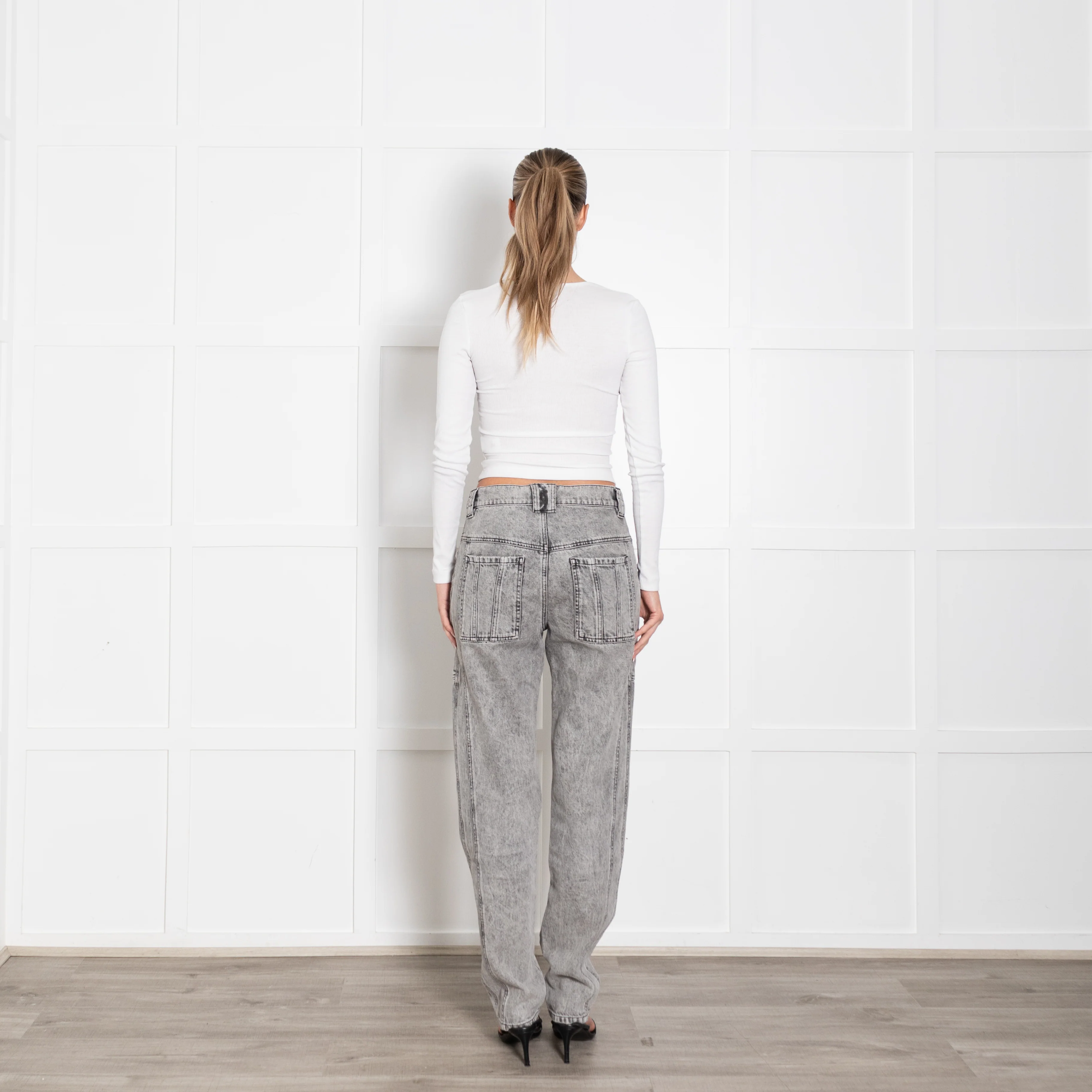 Isabel Marant Etoile Grey Acid Wash High Waisted Jeans - Image 5