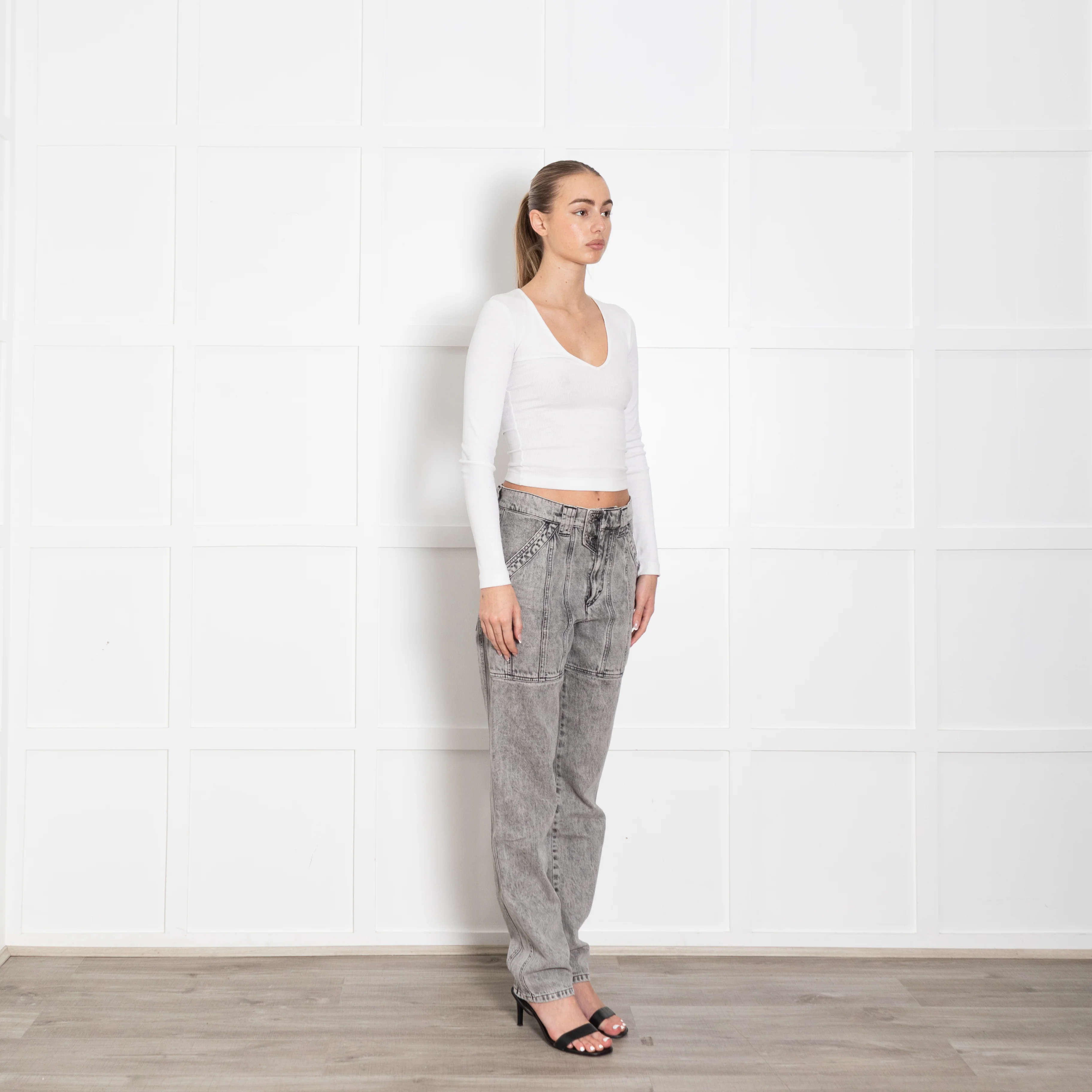 Isabel Marant Etoile Grey Acid Wash High Waisted Jeans - Image 7