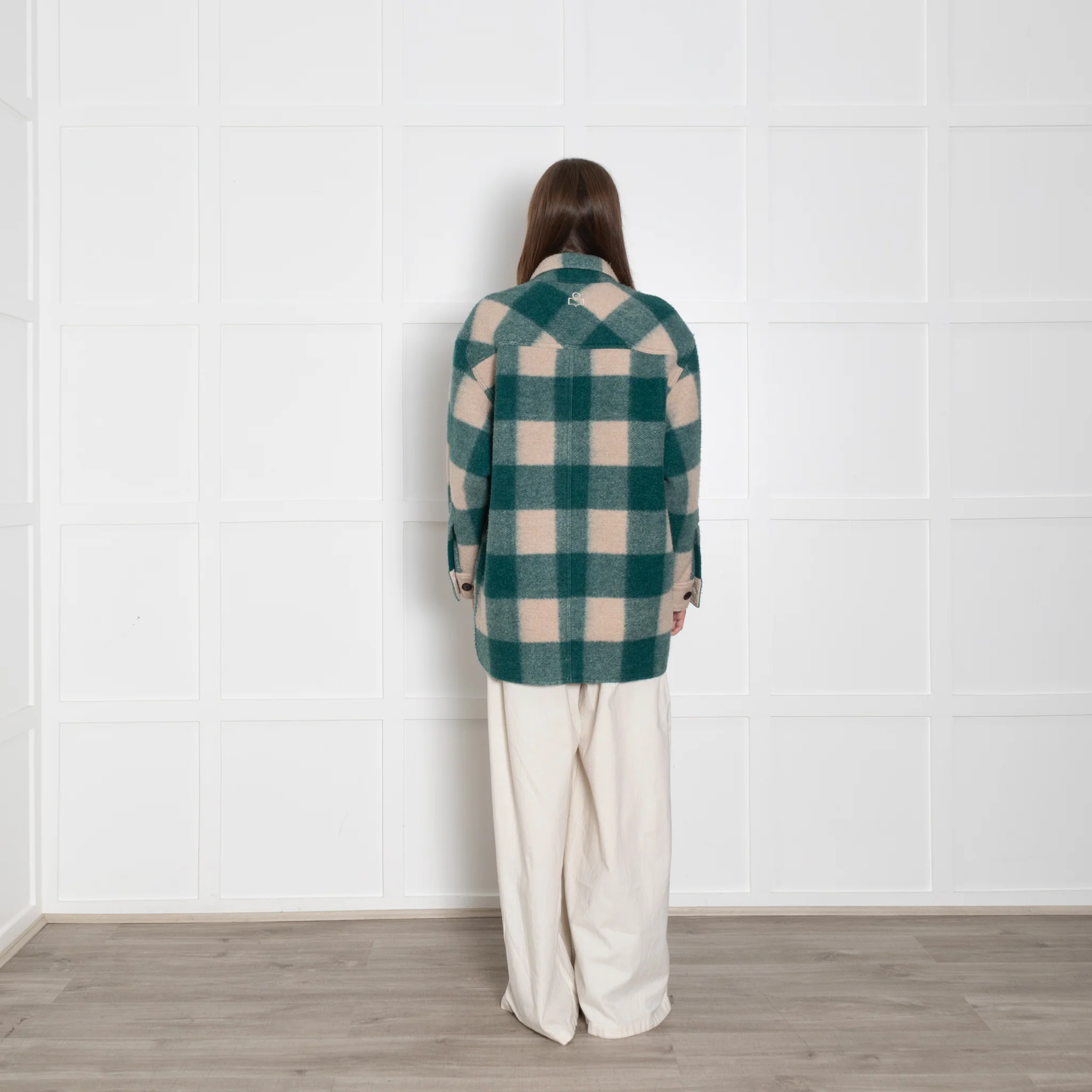 Isabel Marant Etoile Harvell Green And Cream Check Shacket - Image 5