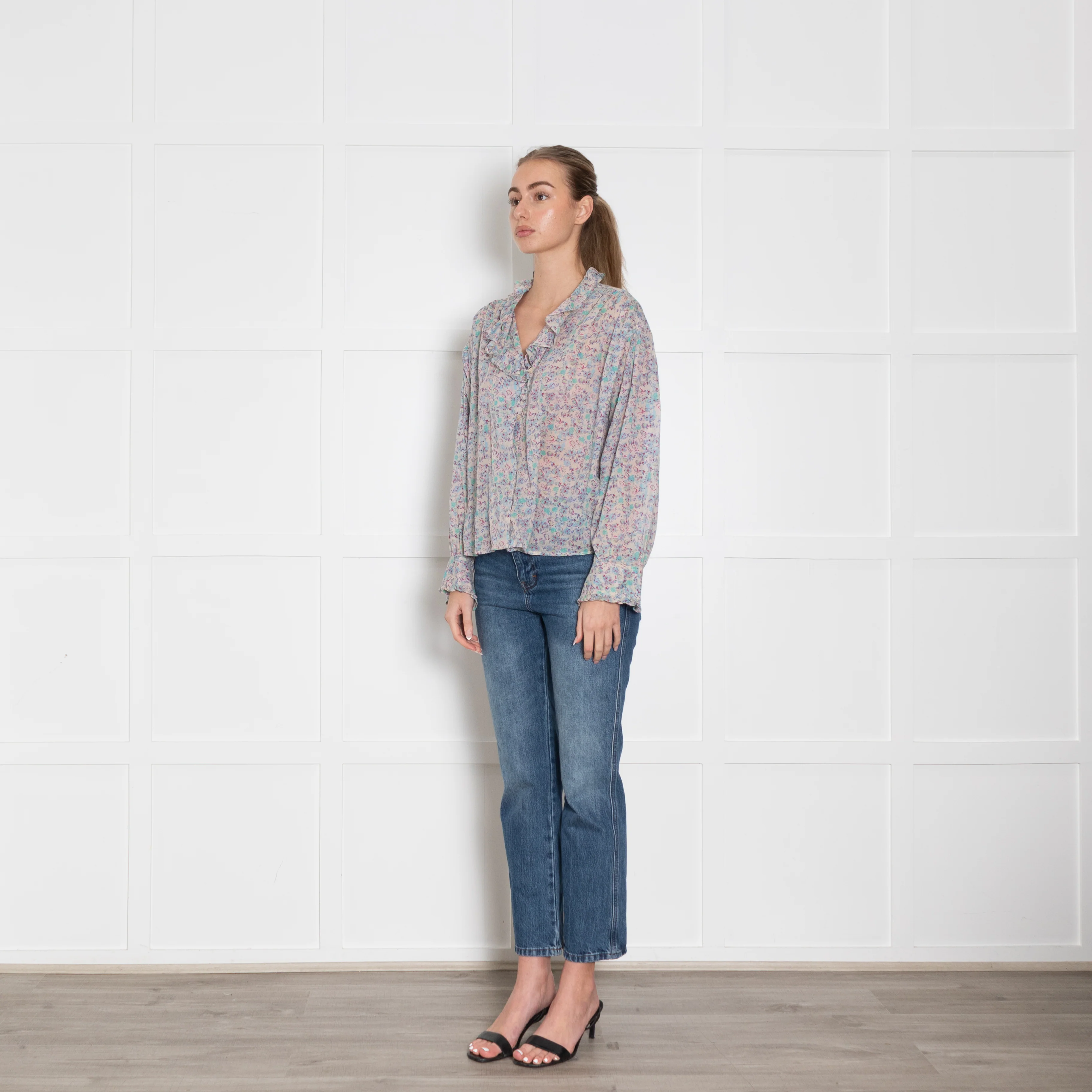 Isabel Marant Etoile Light Grey Ditzy Floral Fine Cotton Blouse - Image 3