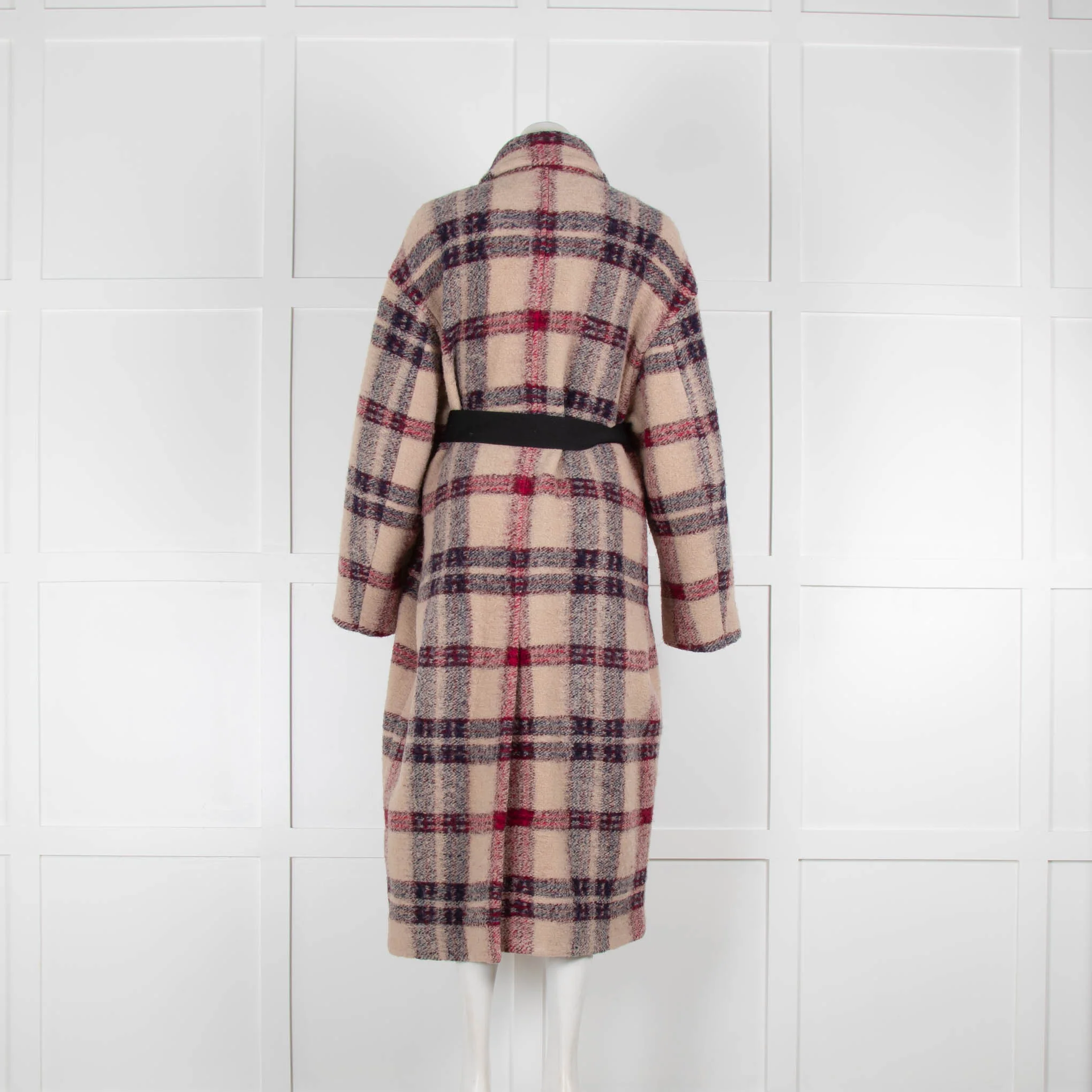 Isabel Marant Etoile Maroon and Tan Laurie Check Coat - Image 3