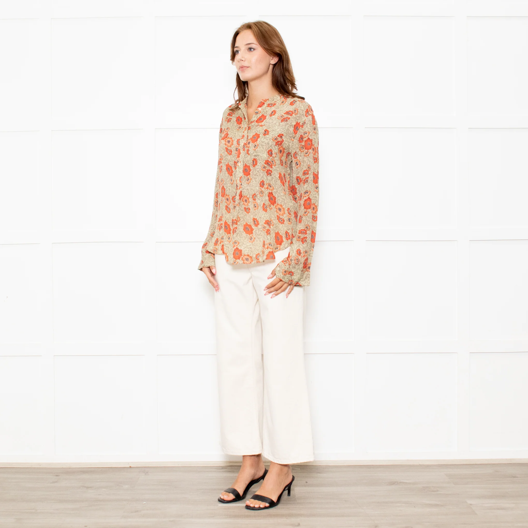 Isabel Marant Etoile Neutral Orange Flower Silk Blend Blouse - Image 3
