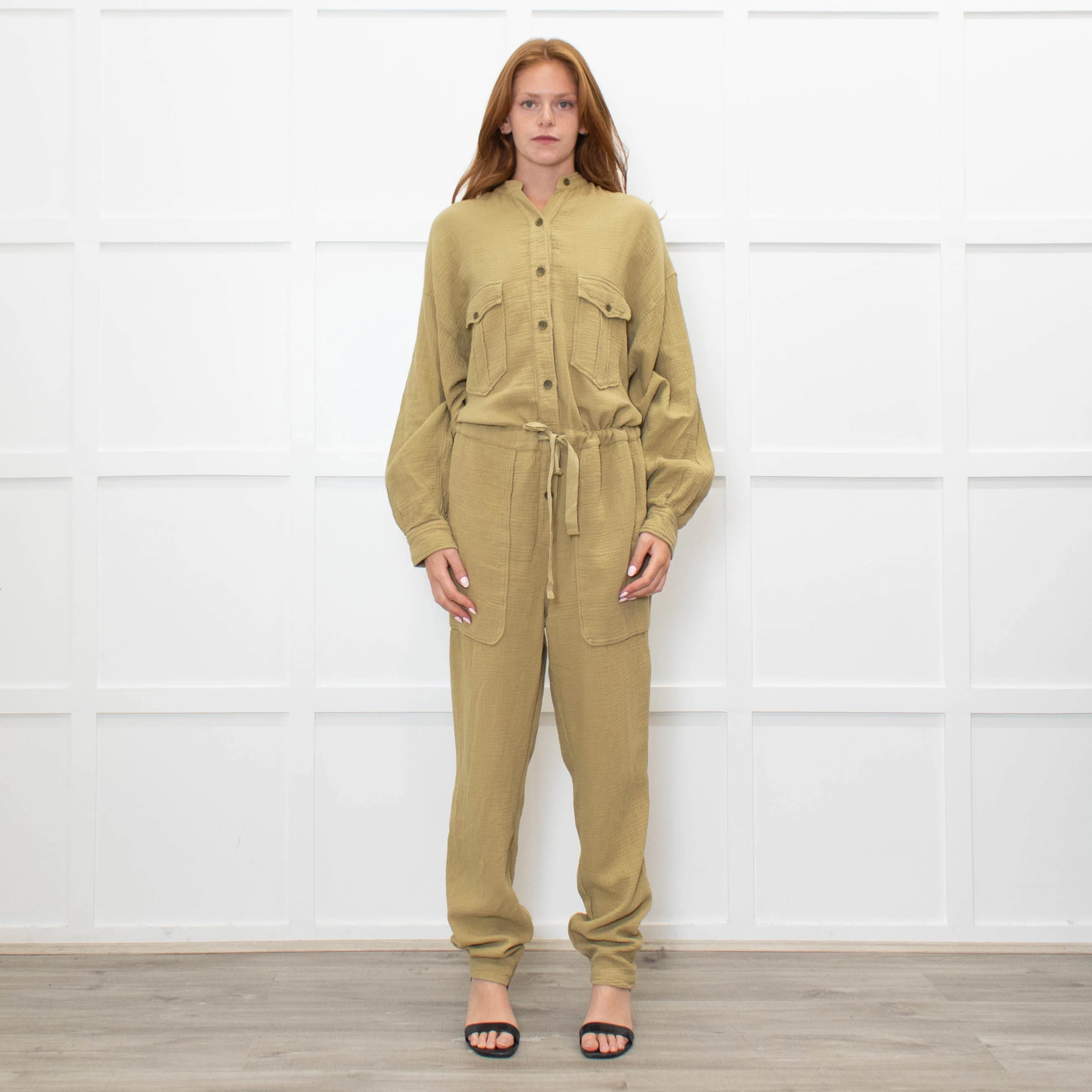 Isabel Marant Etoile Olive Green Cheesecloth Jumpsuit