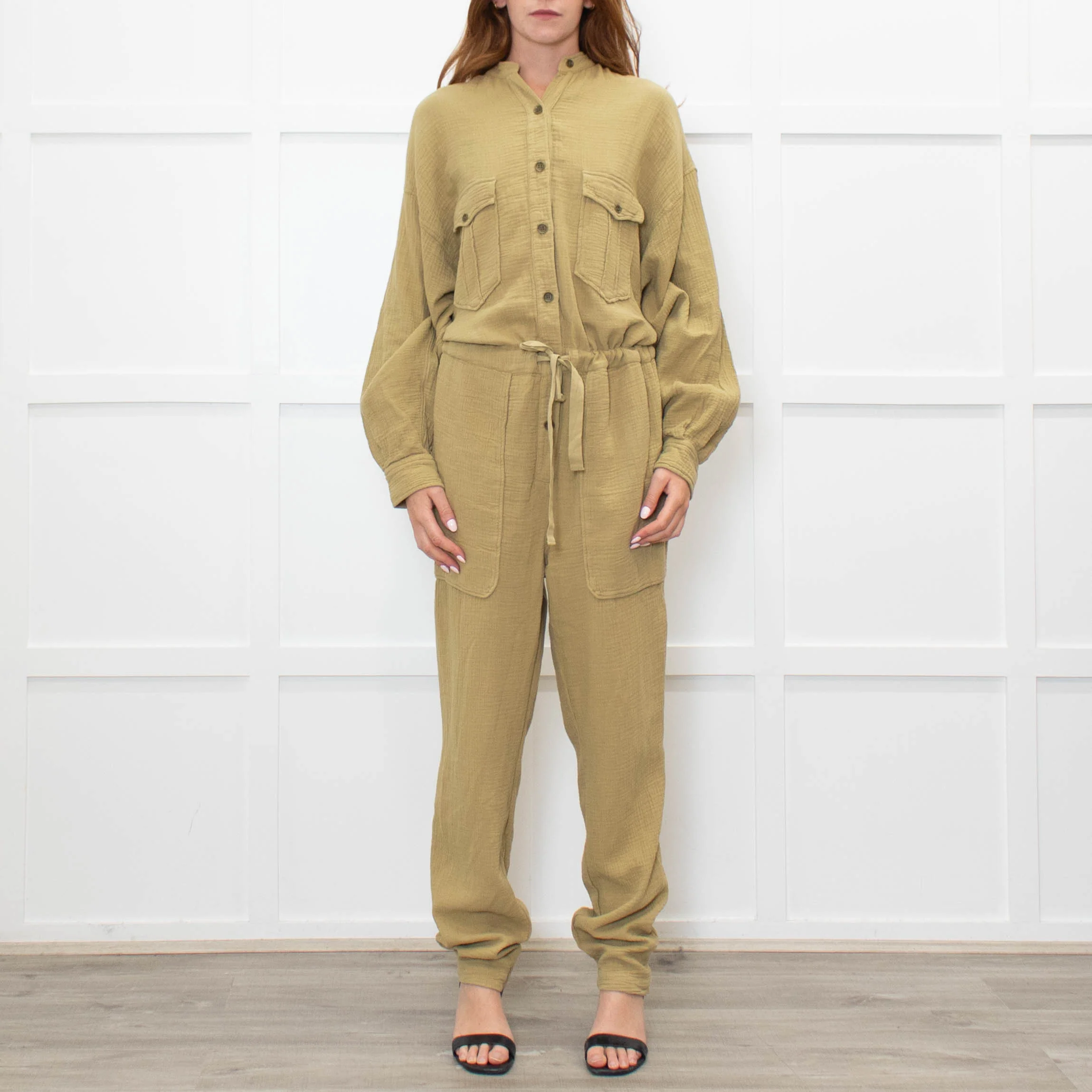 Isabel Marant Etoile Olive Green Cheesecloth Jumpsuit - Image 2
