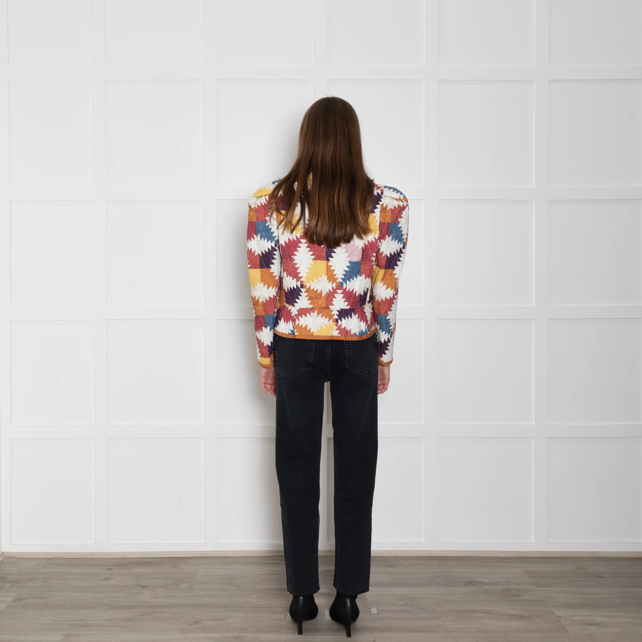 Isabel Marant Etoile Orange And Red Patchwork Zip Up Jacket - Image 5