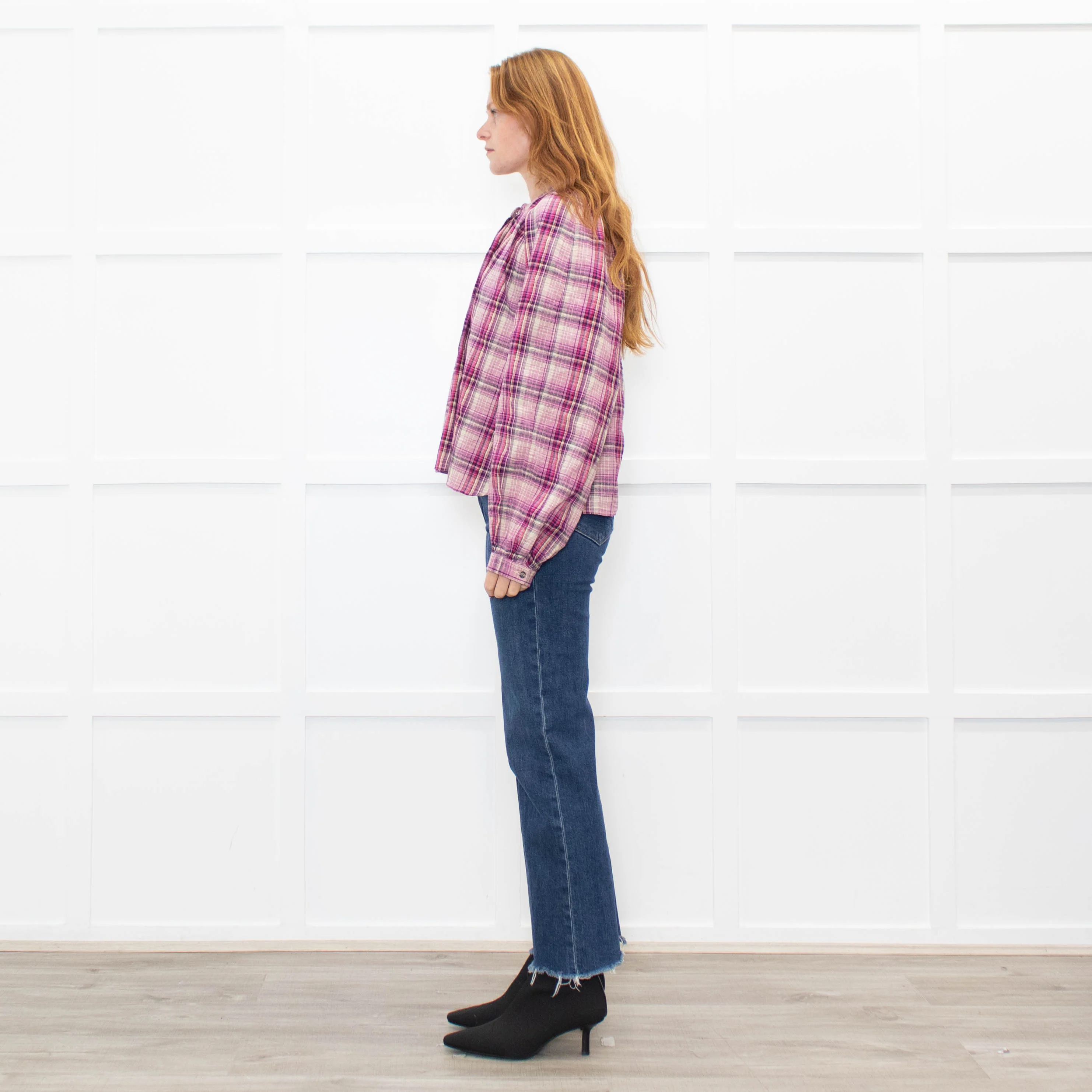 Isabel Marant Etoile Pink Multi Check Cotton Blouse - Image 4