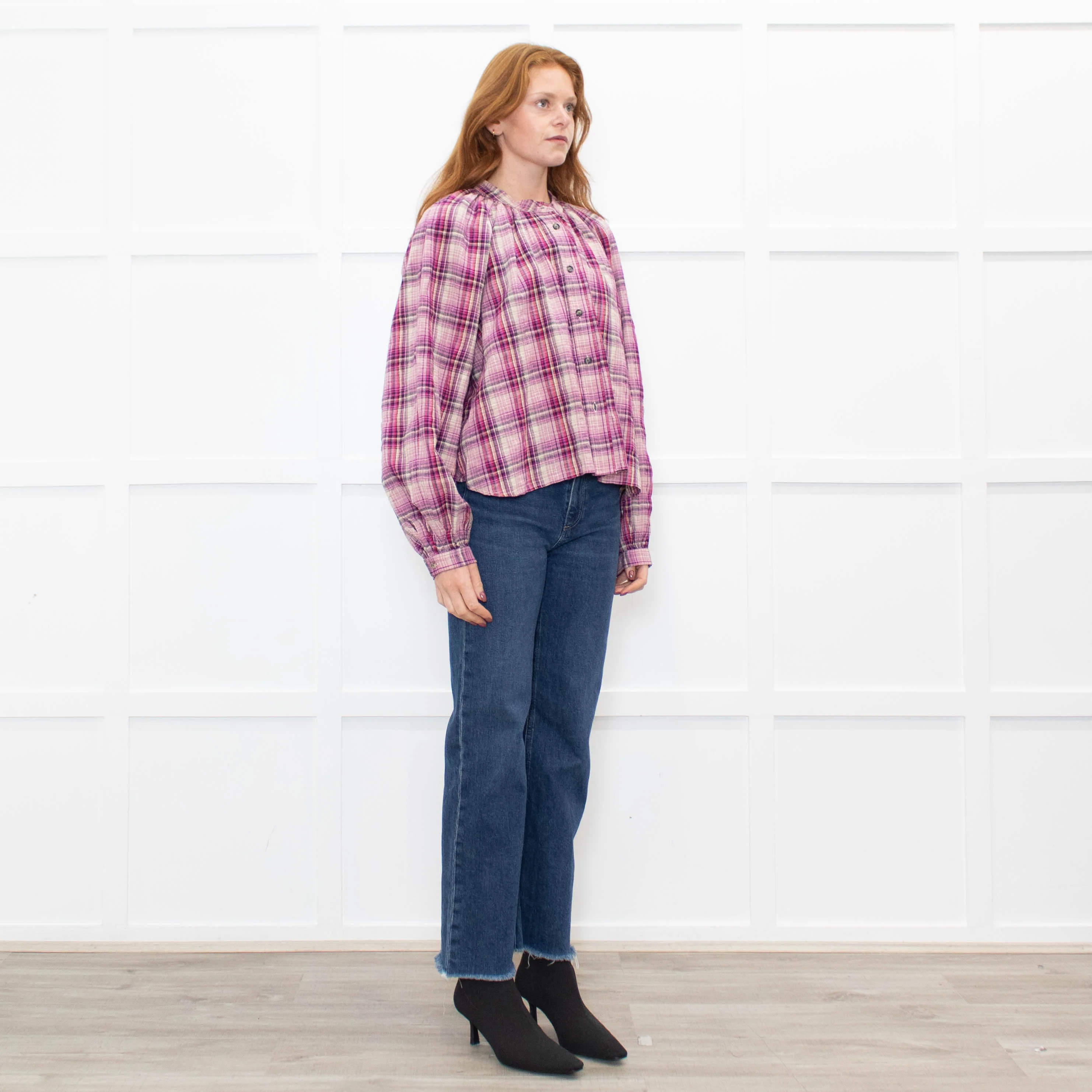 Isabel Marant Etoile Pink Multi Check Cotton Blouse - Image 7