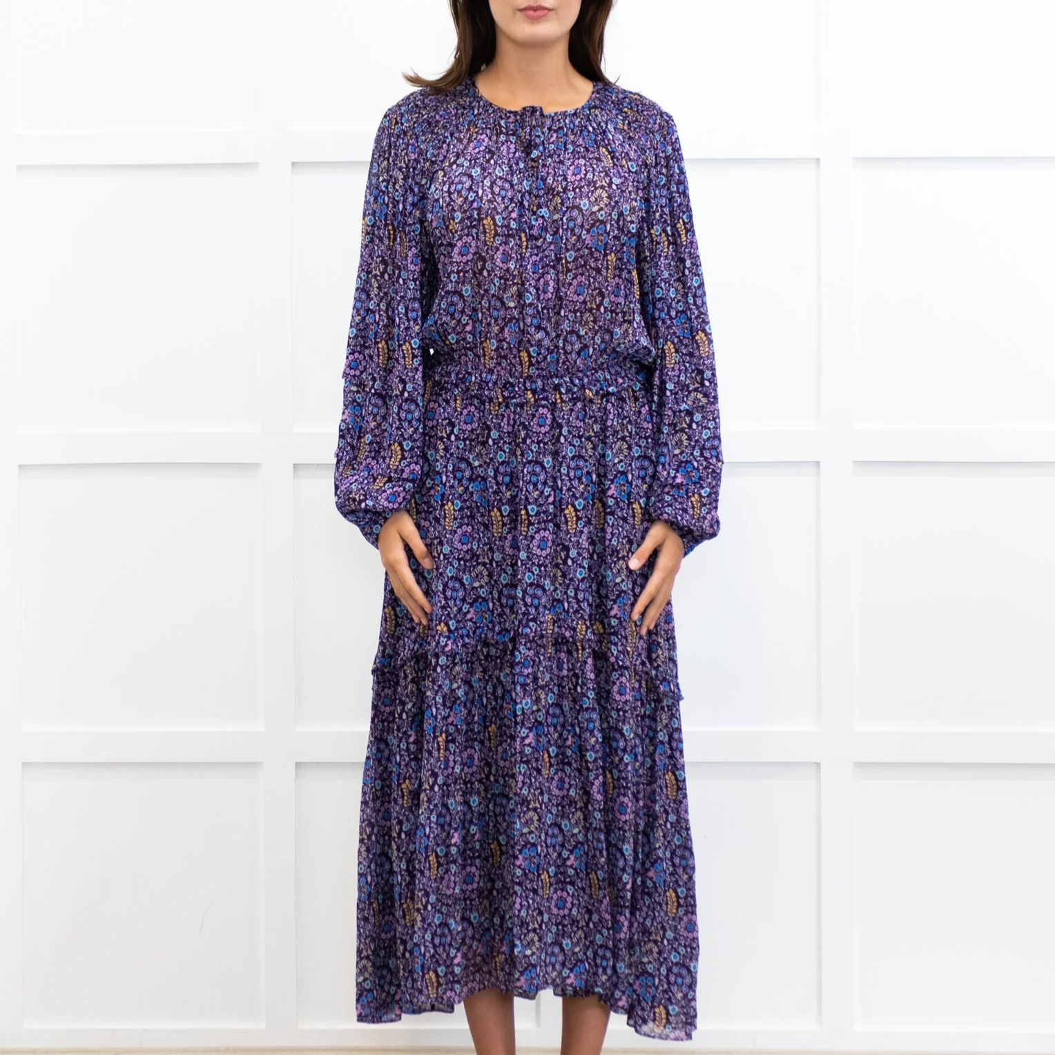 Marant Etoile Purple Blue Pink Floral Maxi Dress - Image 2
