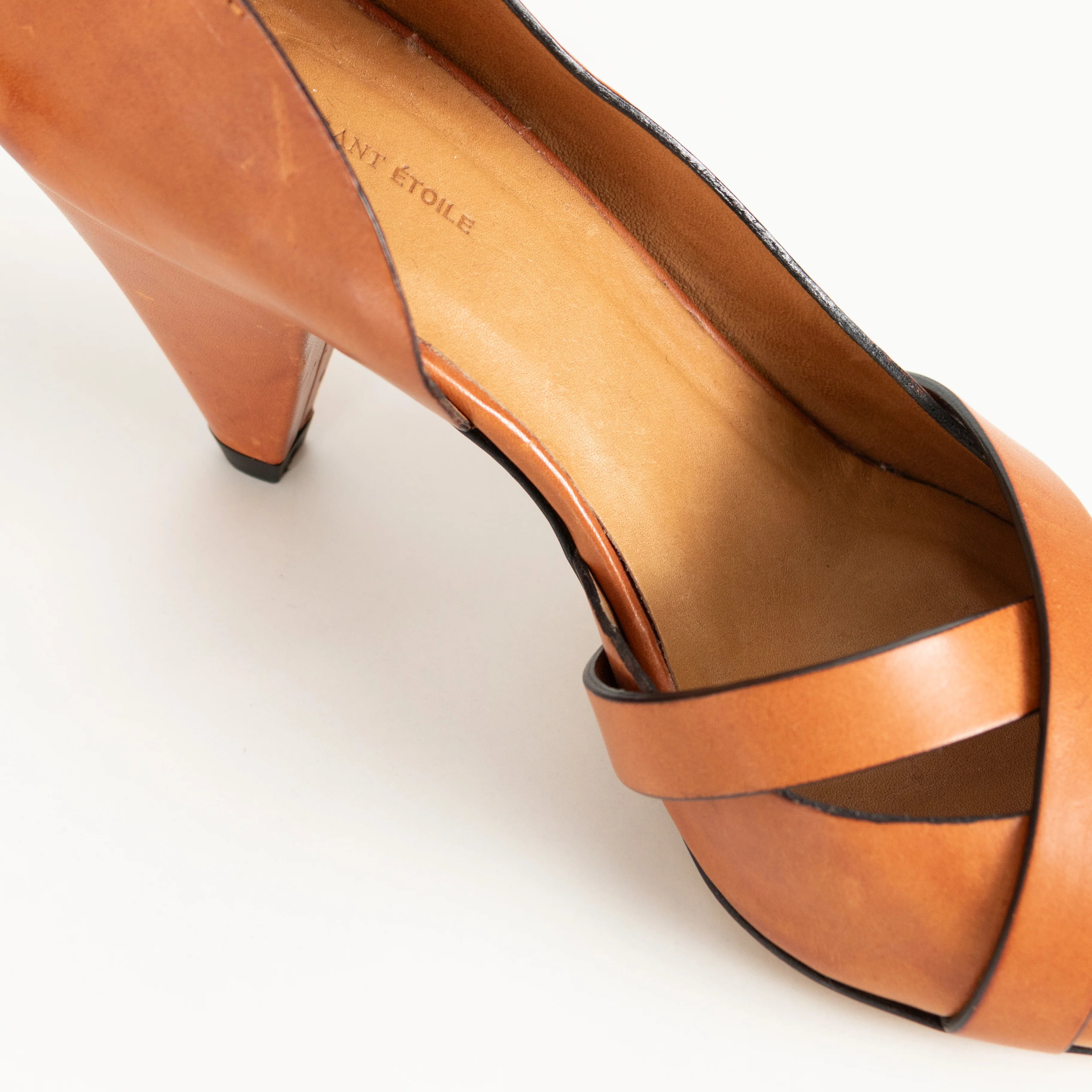 Isabel Marant Etoile Tan Leather Cone Shaped Heel Shoes - Image 12