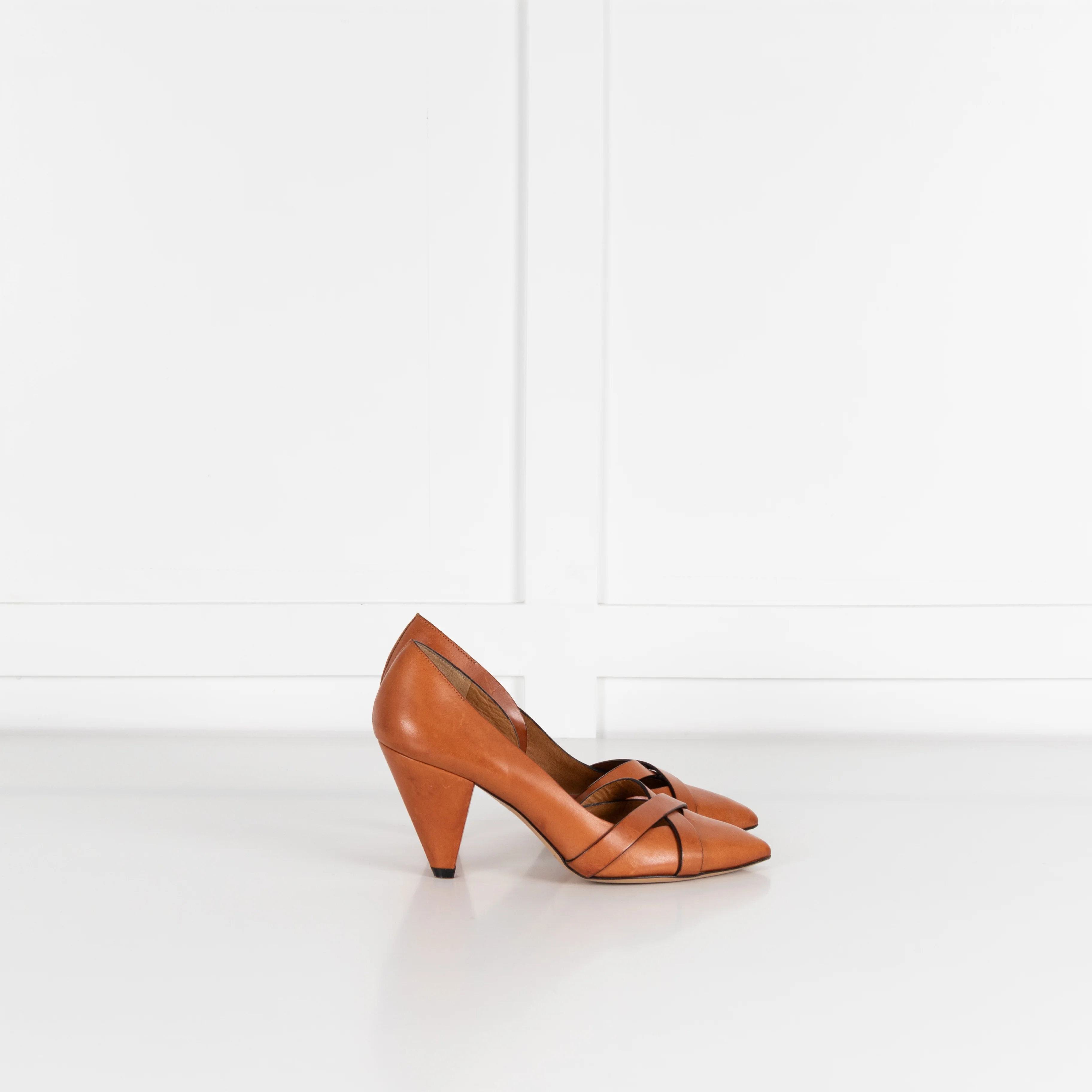 Isabel Marant Etoile Tan Leather Cone Shaped Heel Shoes - Image 5