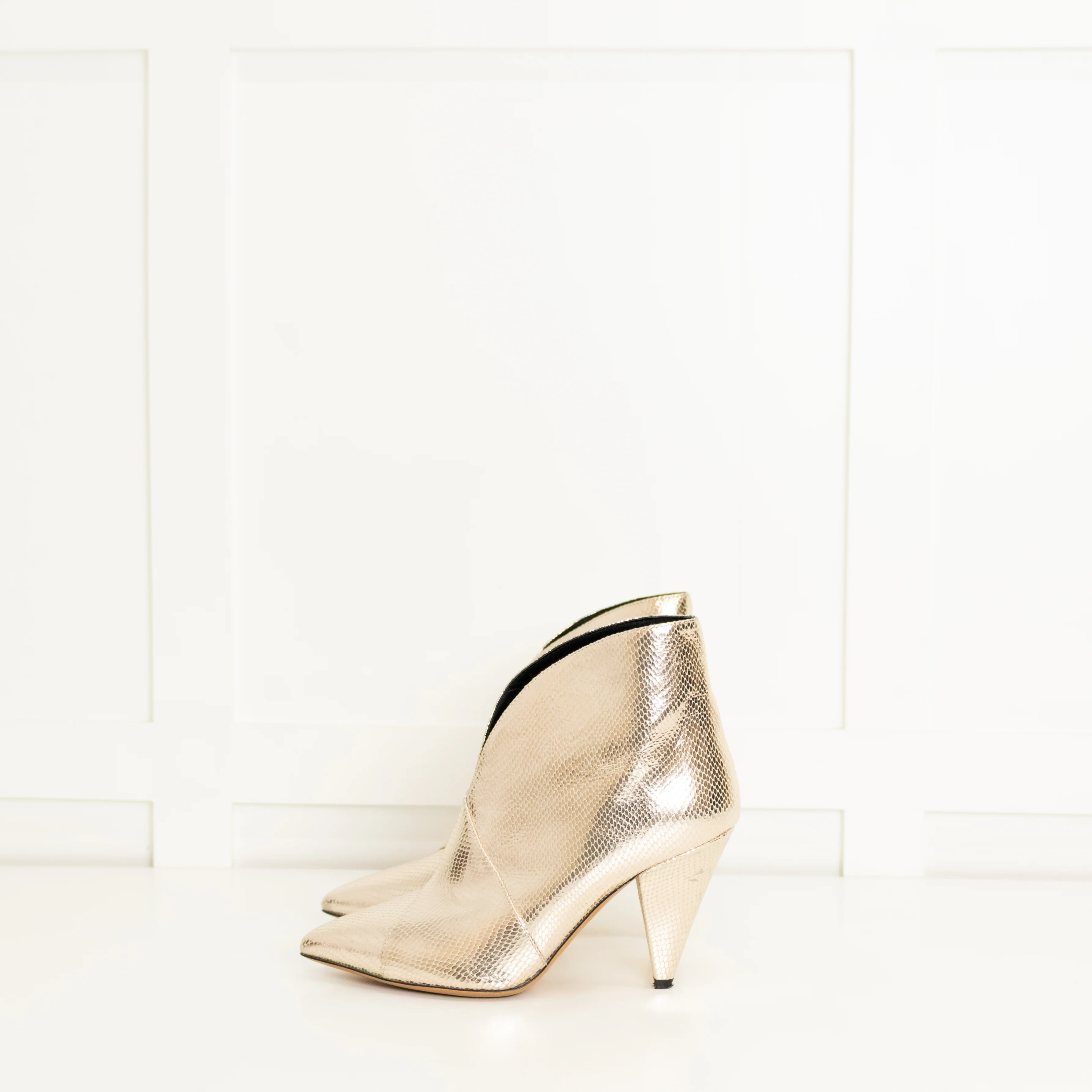 Isabel Marant Gold Embossed Leather Archenn Ankle Boots - Image 4