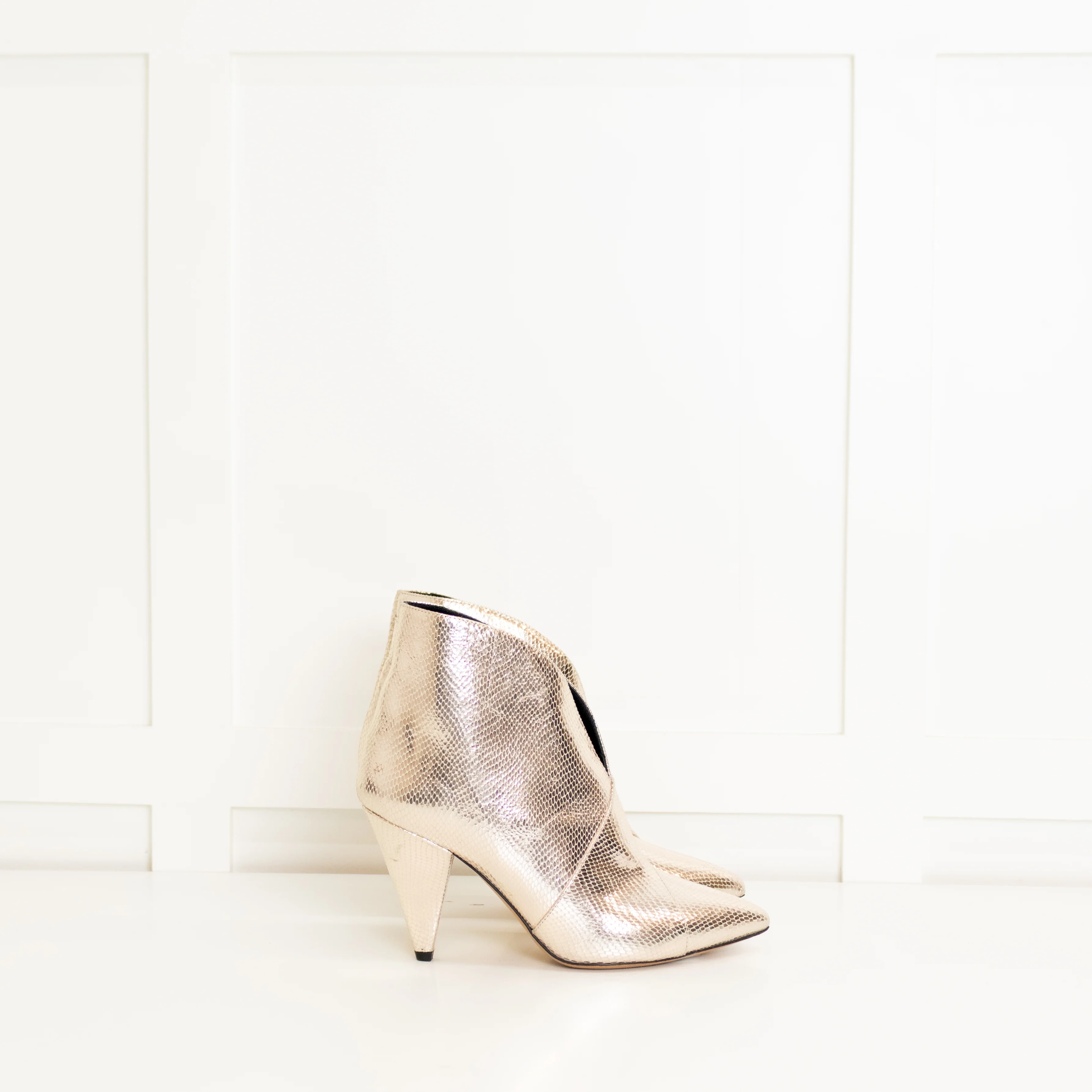 Isabel Marant Gold Embossed Leather Archenn Ankle Boots - Image 6