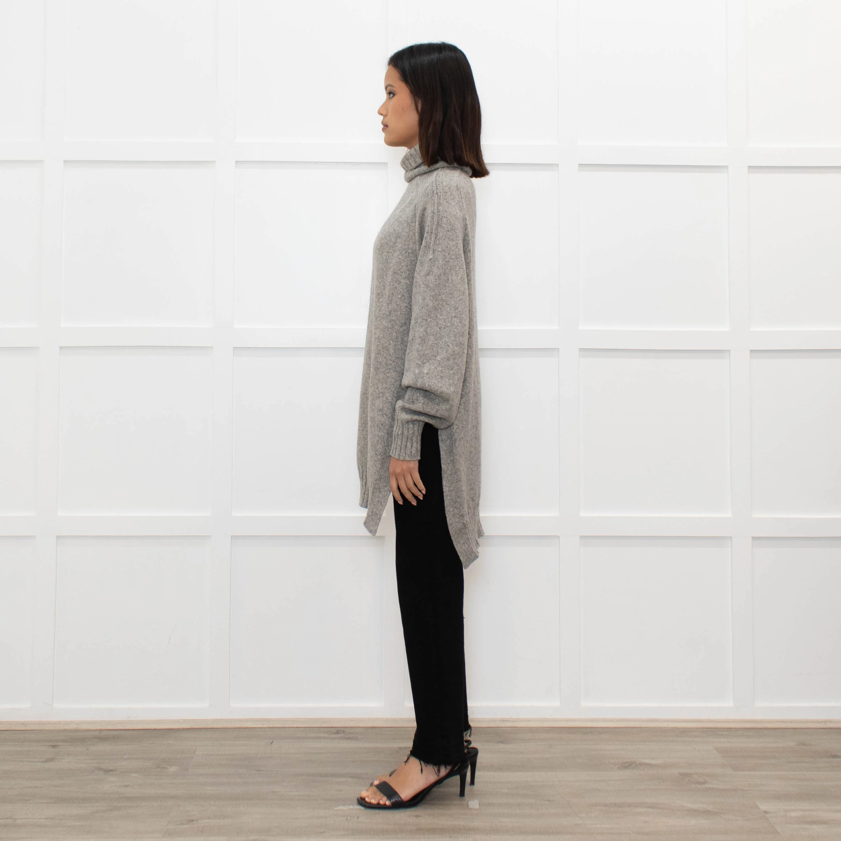 Isabel Marant Grey Open Side Long Rollneck Sweater - Image 6