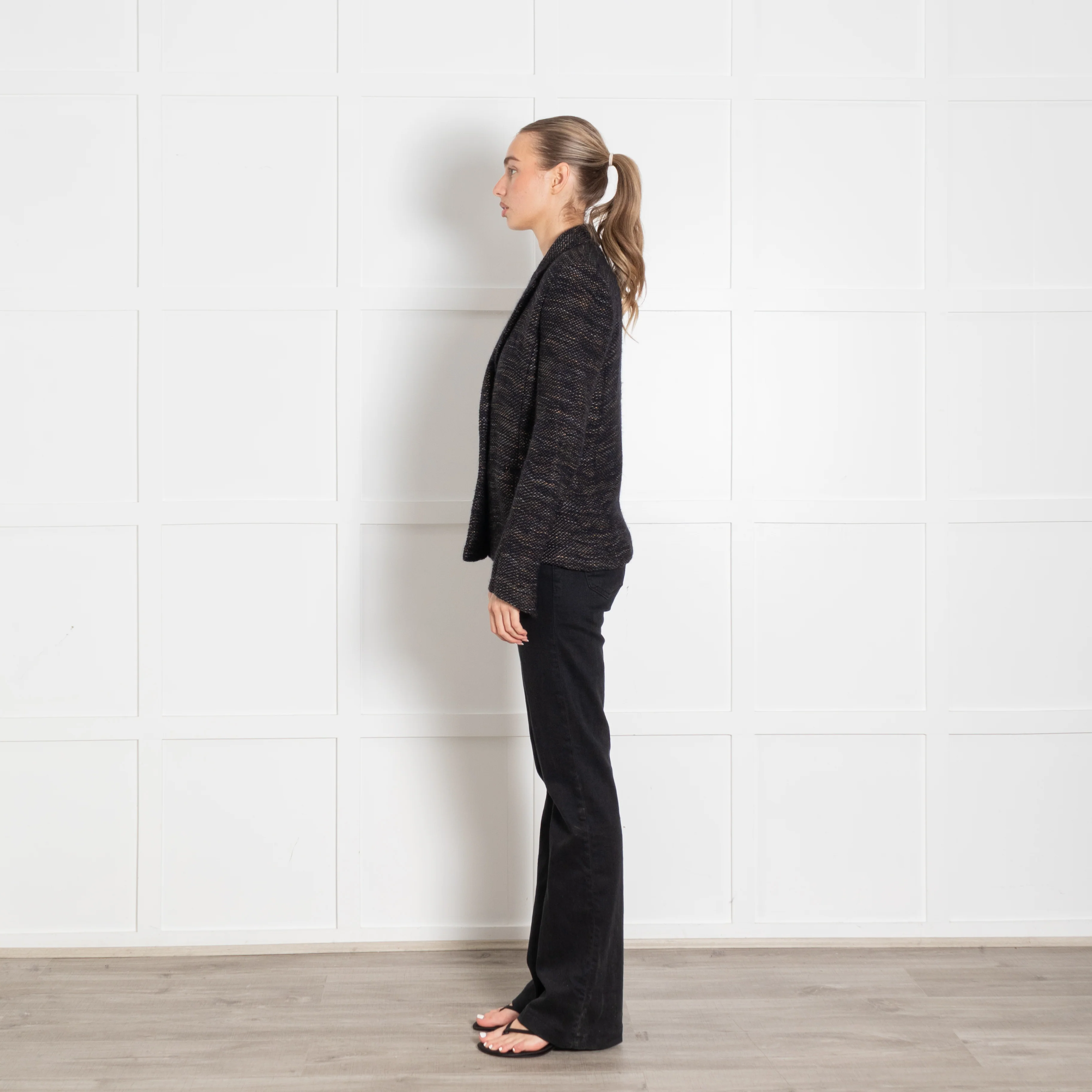 Isabel Marant Navy Beige Fleck Knit Jacket - Image 4