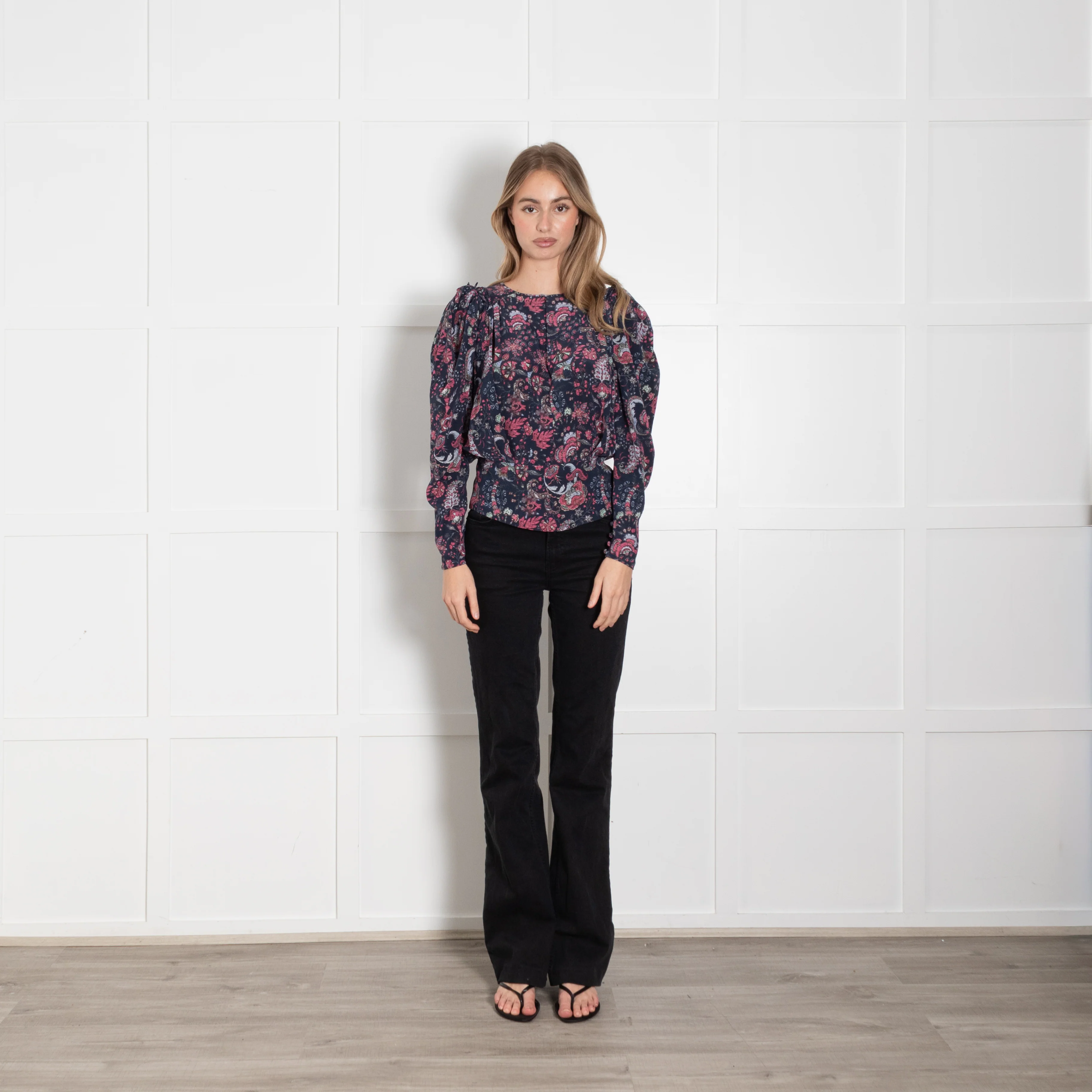 Isabel Marant Blue Pink Floral Silk Blouse