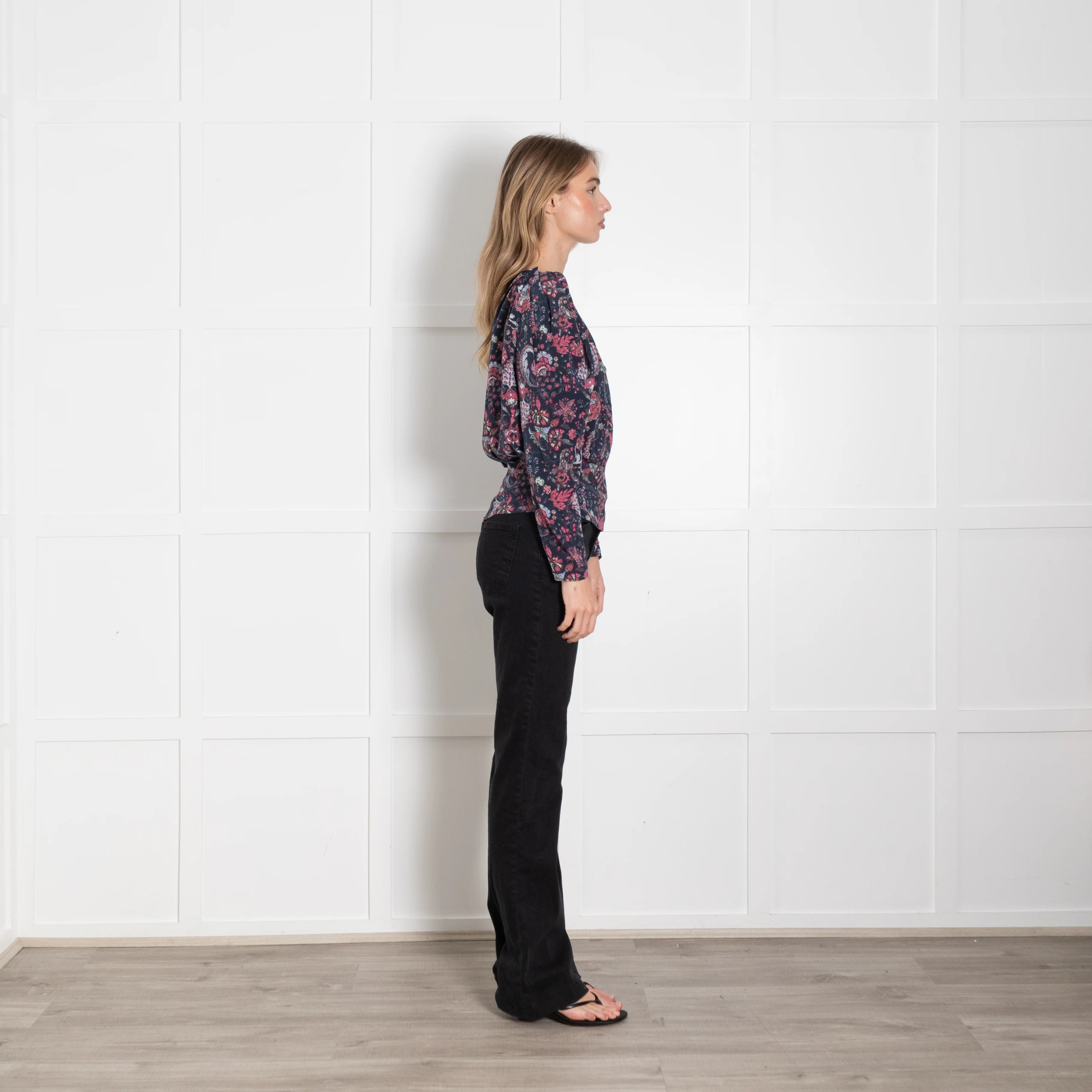 Isabel Marant Blue Pink Floral Silk Blouse - Image 6