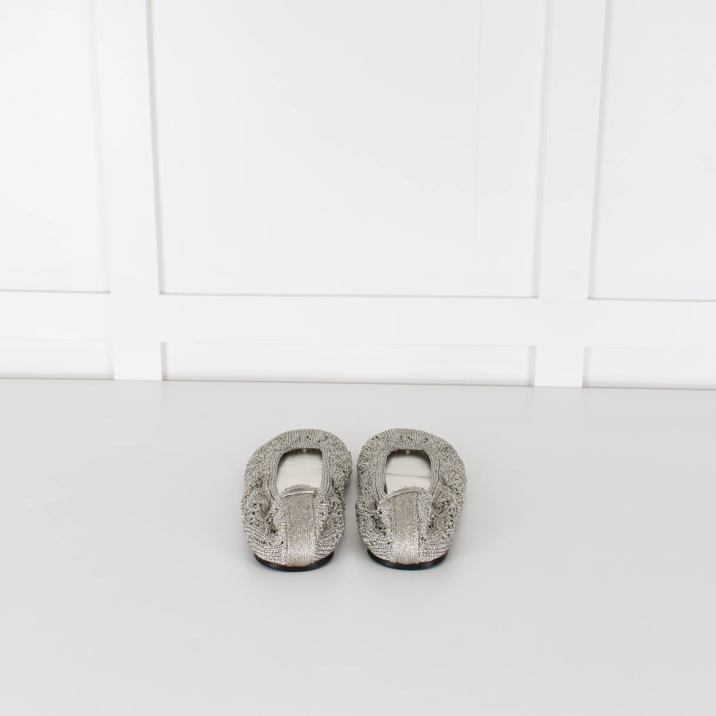 Isabel Marant Silver Belna Metallic Crochet Ballet Flats - Image 4