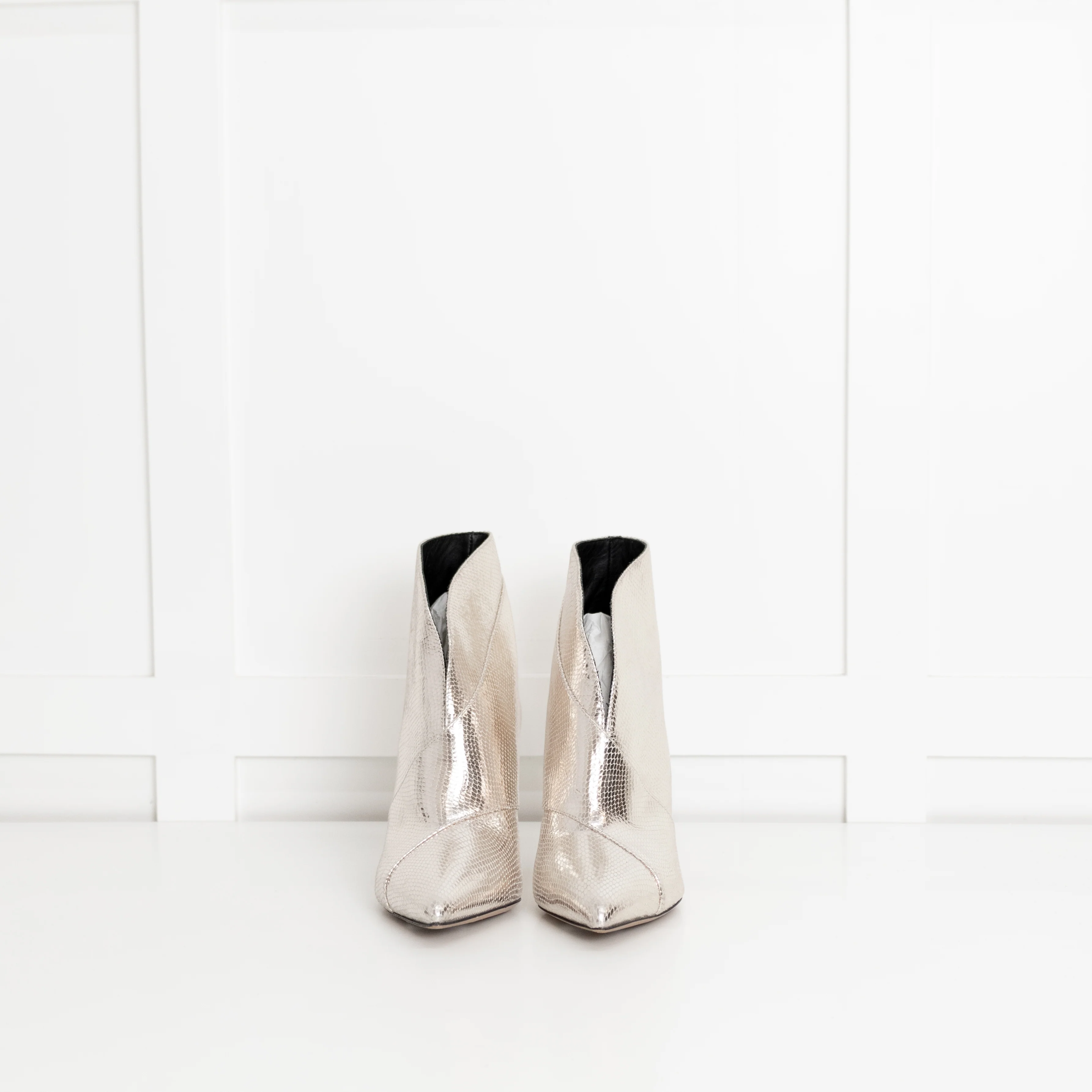 Isabel Marant Silver Embossed Leather Archenn Heeled Ankle Boots - Image 3