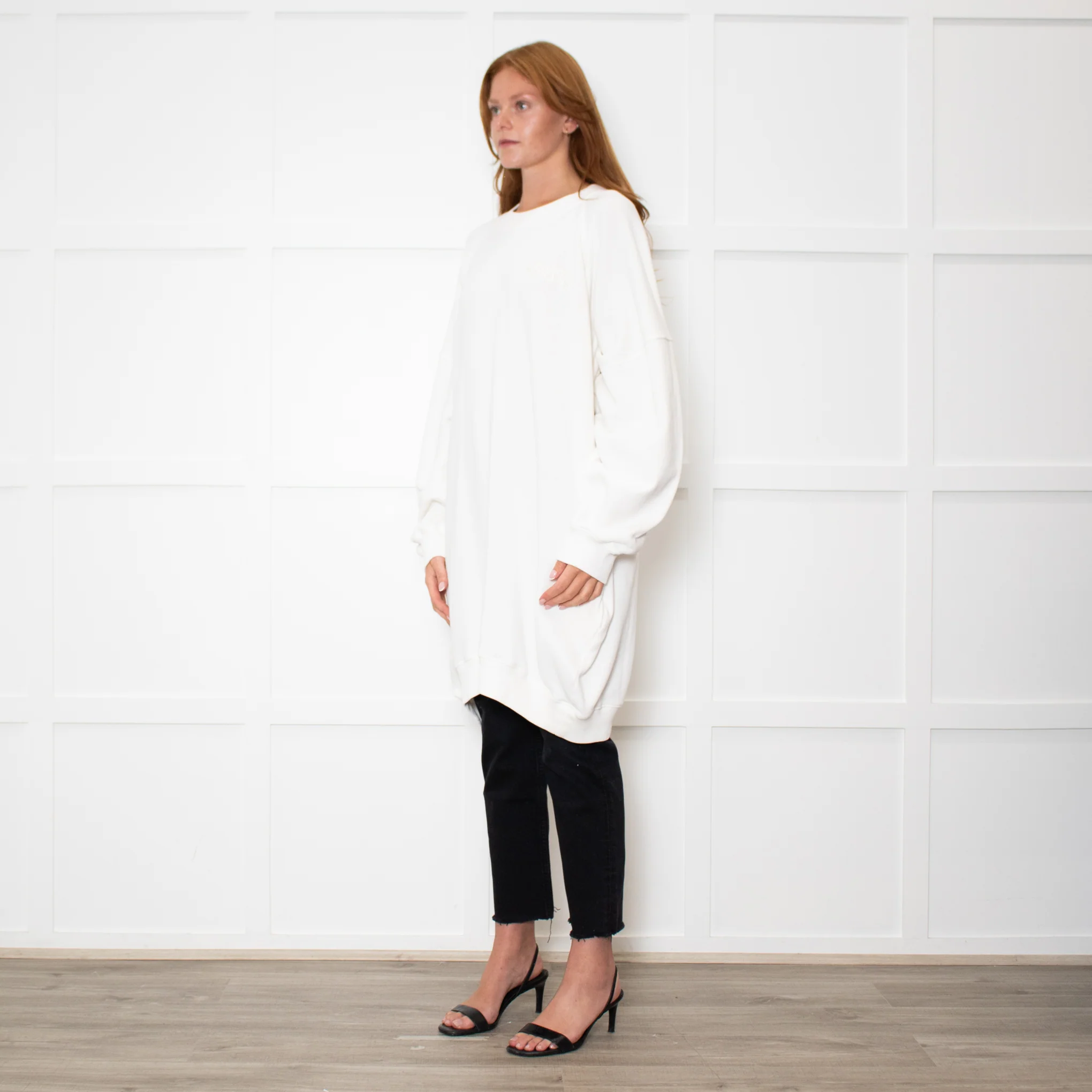 Isabel Marant Tenery Off White Oversized Sweatshirt Dress - Image 3