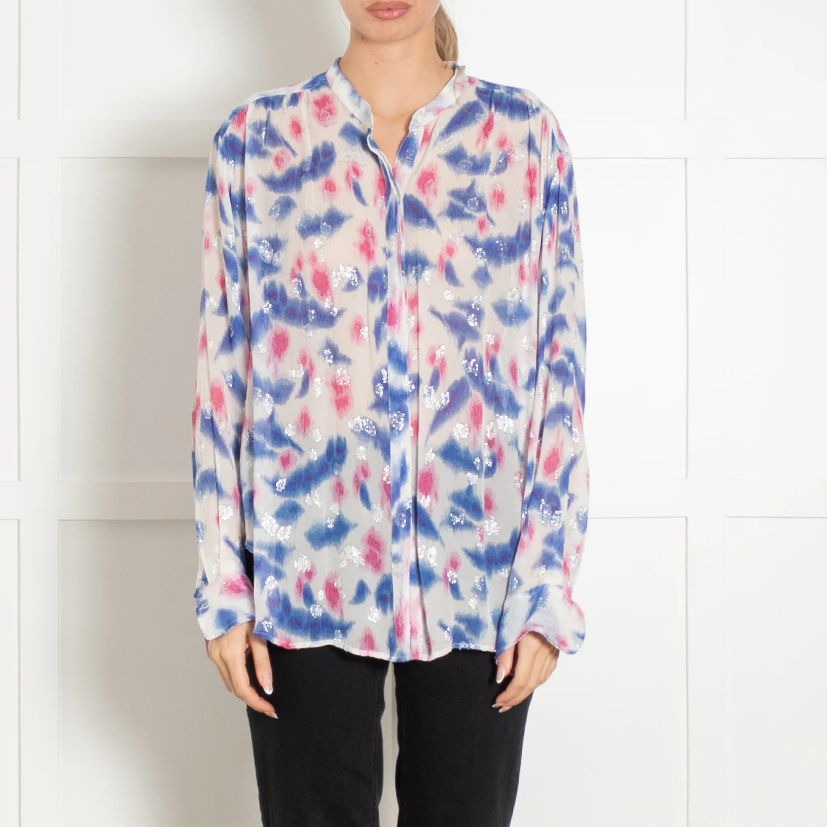 Isabel Marant White Pink Blue Sheer Blouse - Image 2