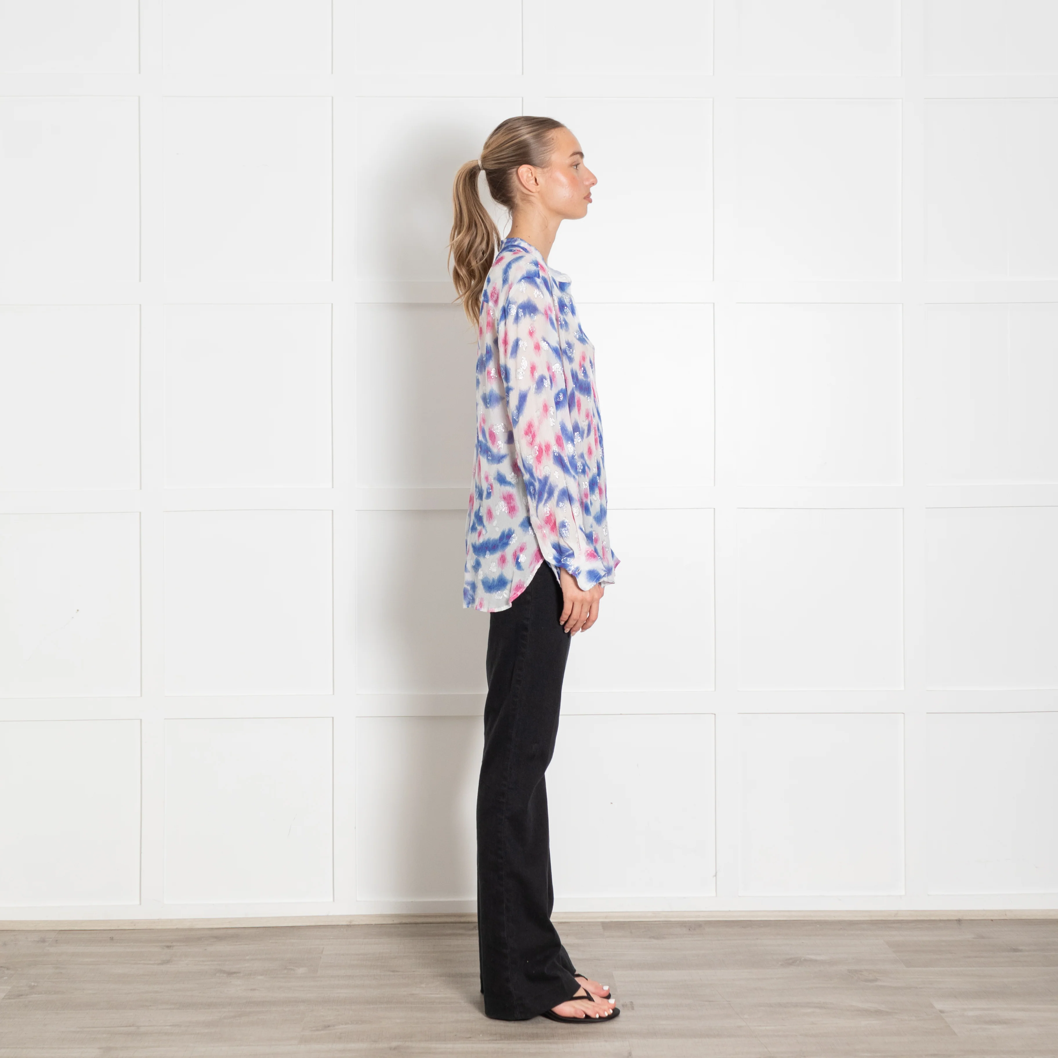 Isabel Marant White Pink Blue Sheer Blouse - Image 6