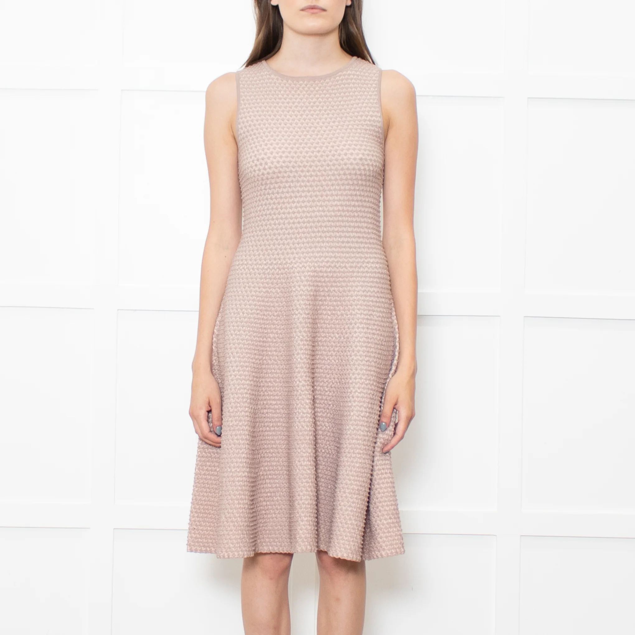 Issa Peach Beige Waffled Sleeveless Dress - Image 2