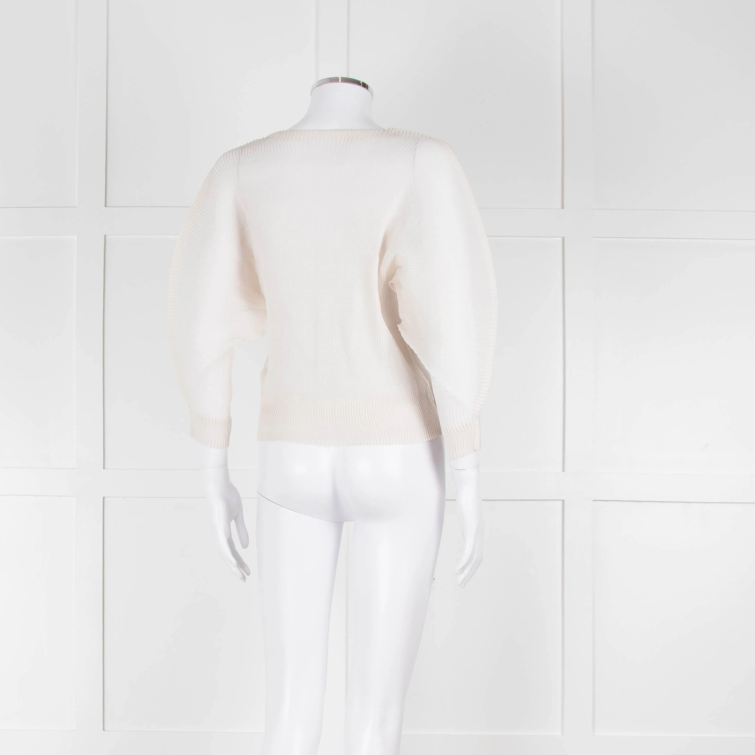 Issey Miyake Off White Crinkled Long Sleeve Top - Image 4