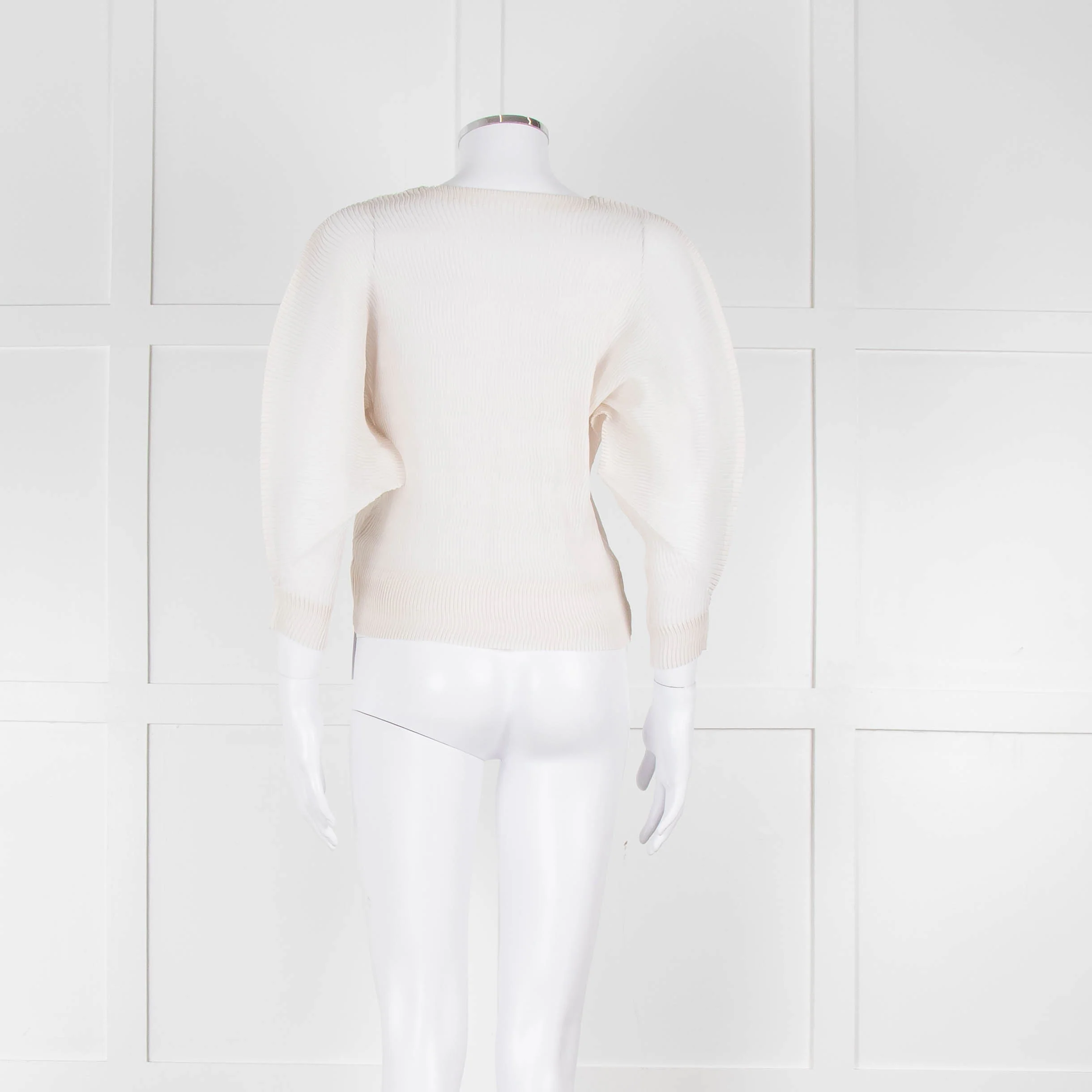 Issey Miyake Off White Crinkled Long Sleeve Top - Image 5