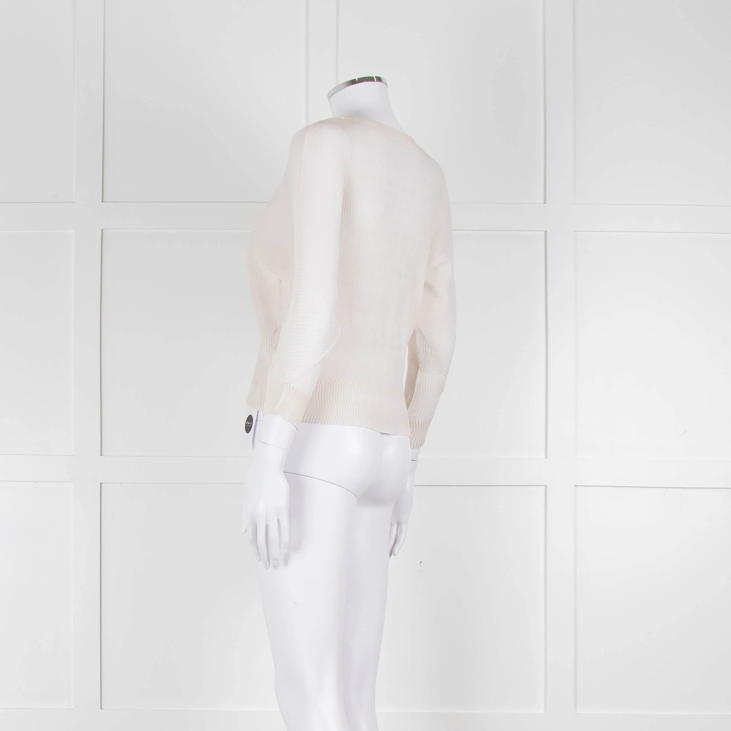 Issey Miyake Off White Crinkled Long Sleeve Top - Image 6