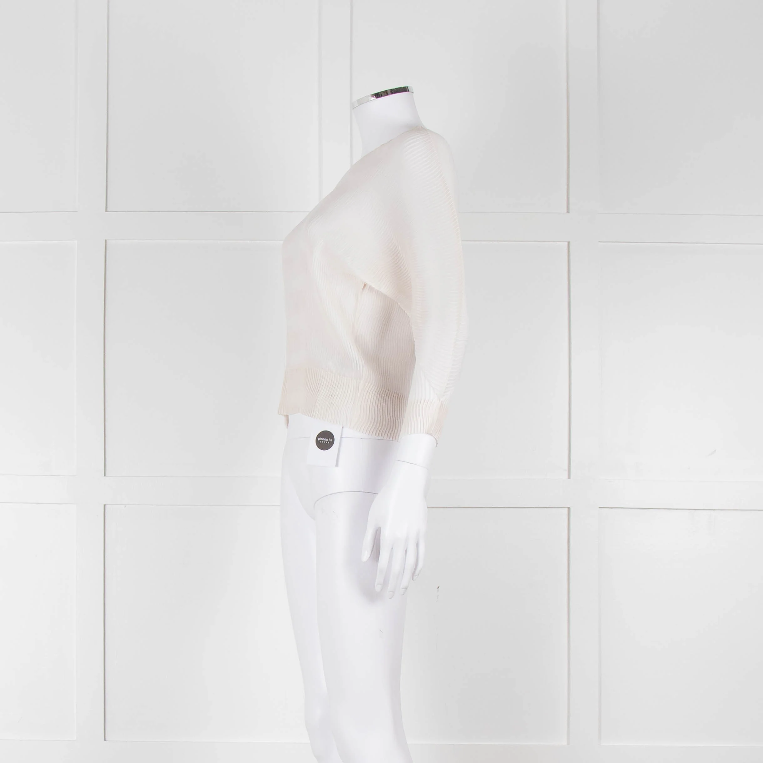 Issey Miyake Off White Crinkled Long Sleeve Top - Image 7