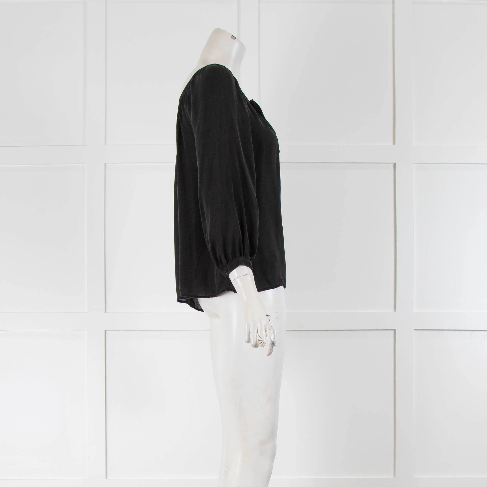 J Brand Black Sheer Tie Neck Top - Image 2