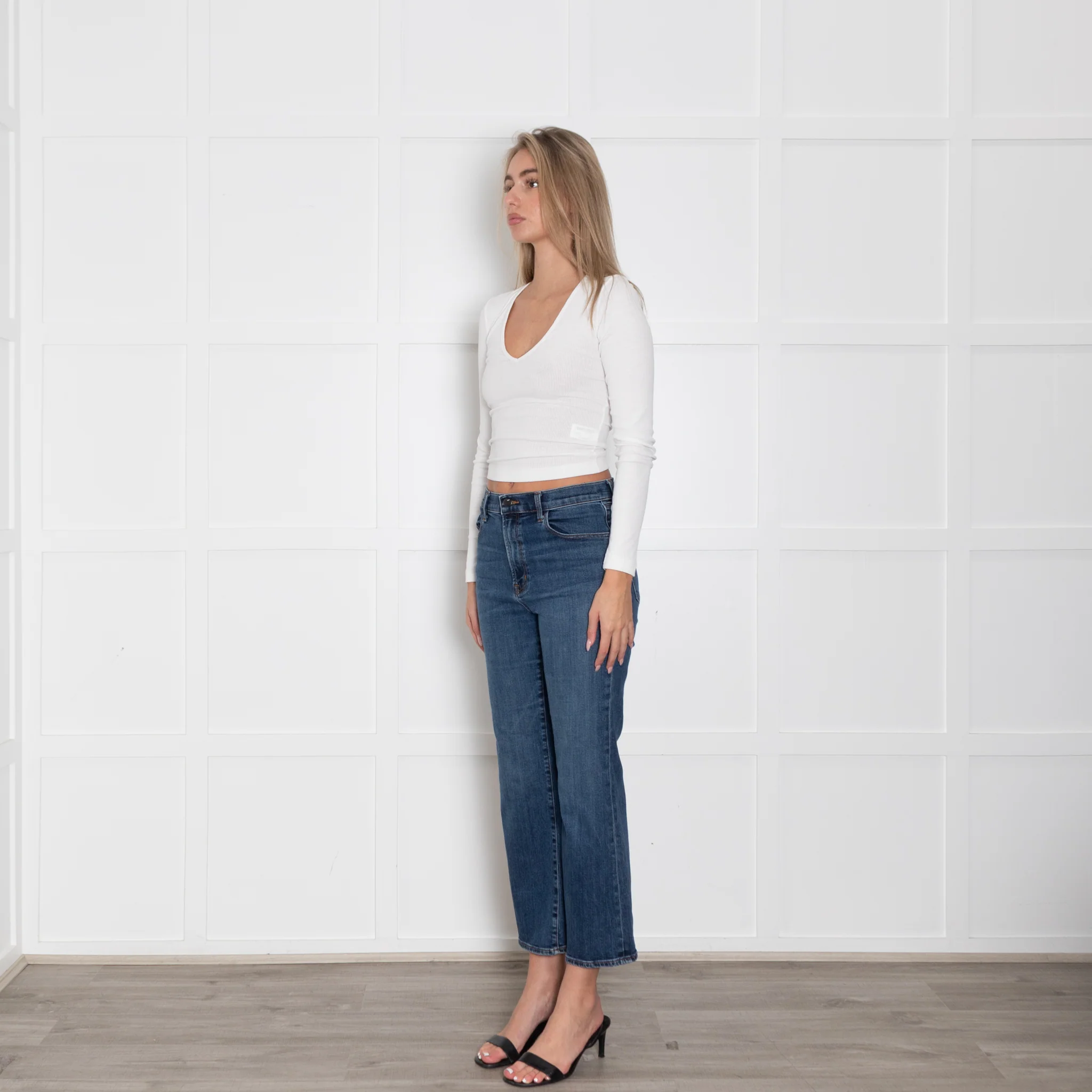 J Brand Blue Denim Cropped Stretchy Jeans - Image 3
