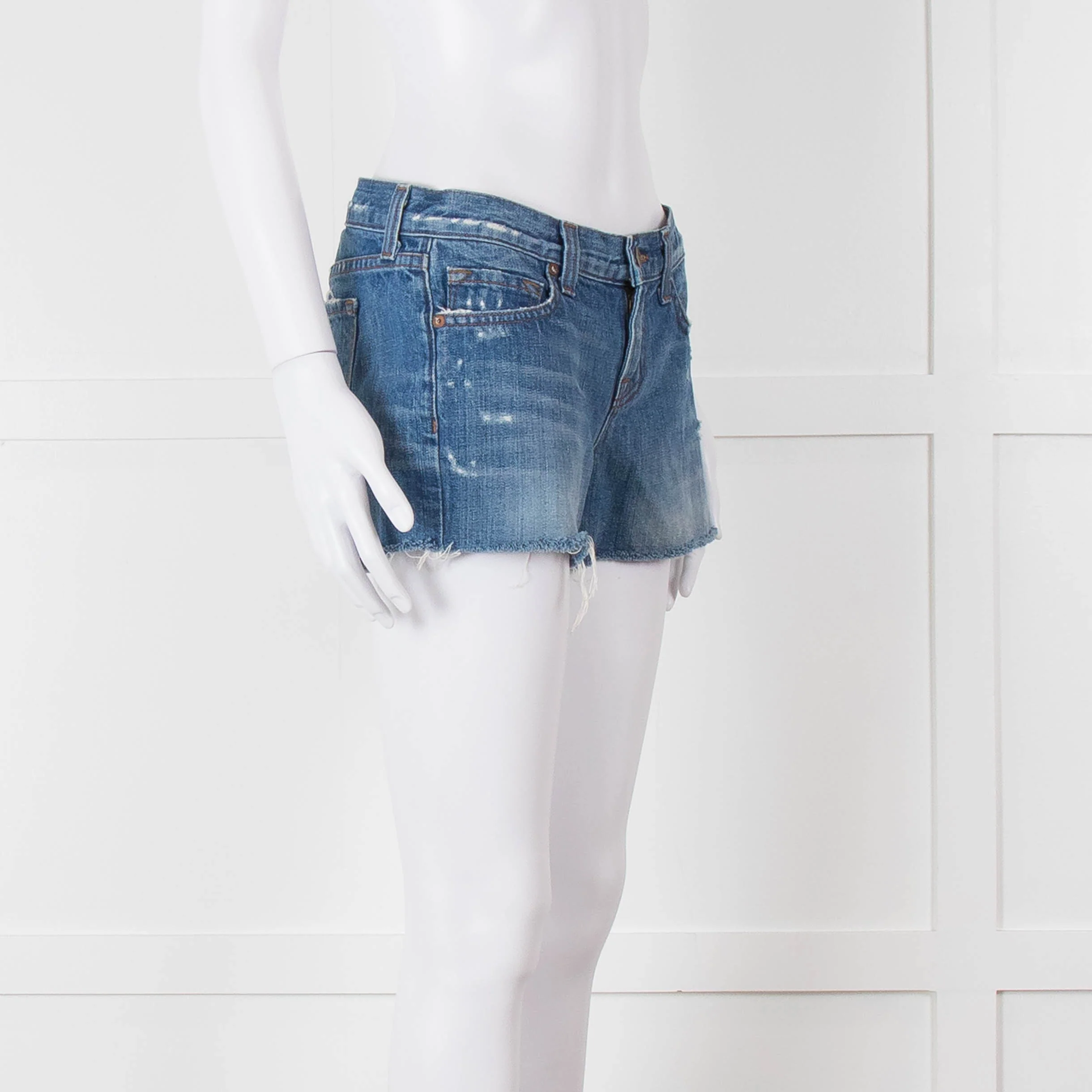 J Brand Blue Denim Raw Edges Shorts - Image 2