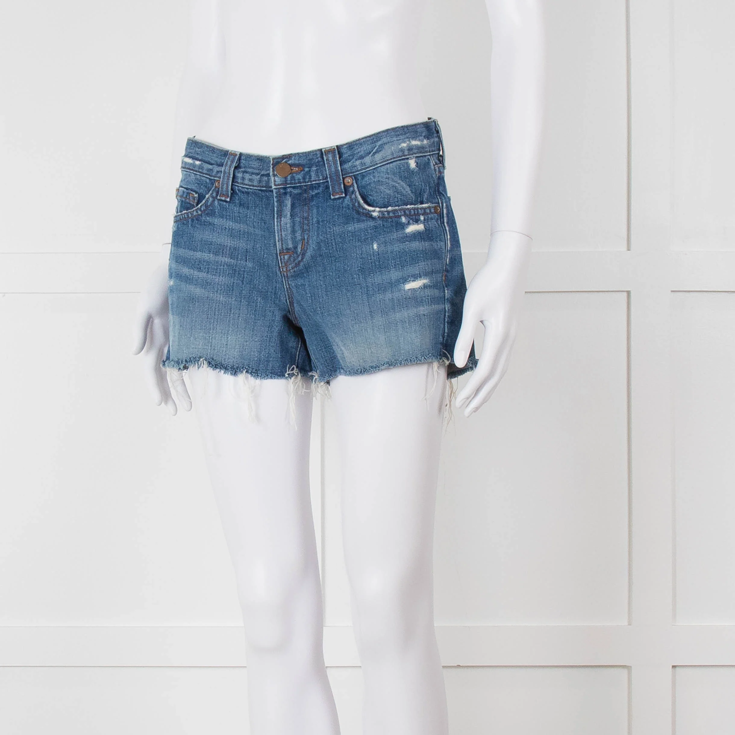 J Brand Blue Denim Raw Edges Shorts - Image 8