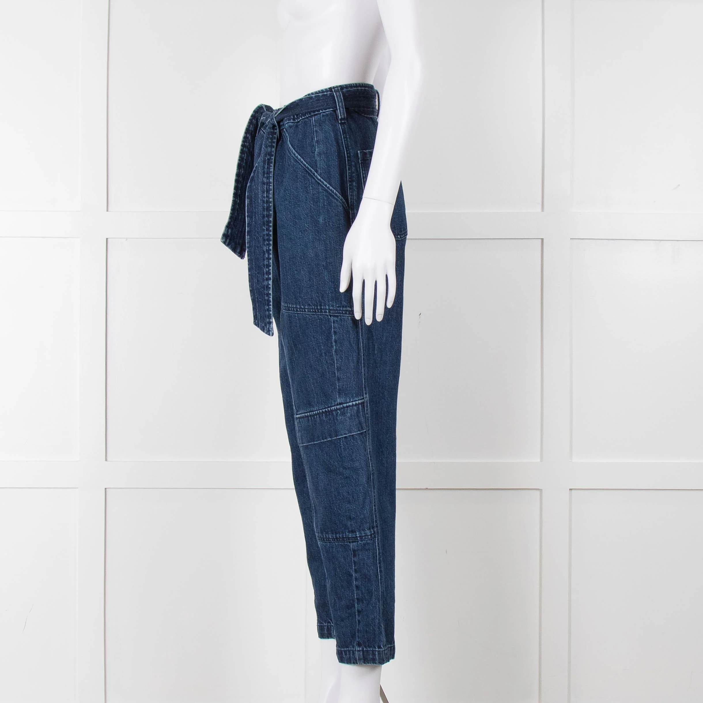 J Brand Blue High Waisted Belted Jeans - Image 7