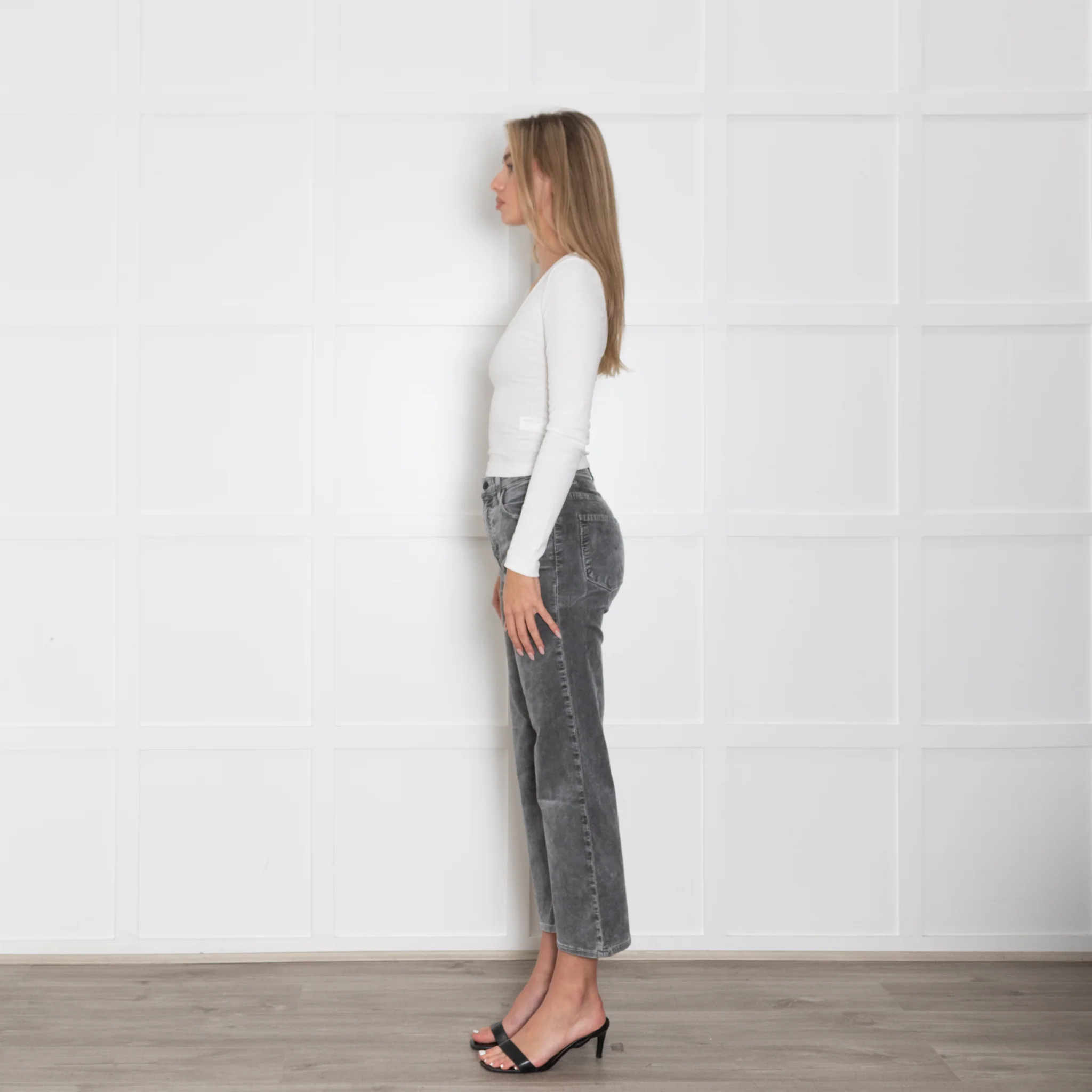 J Brand Grey Corduroy Straight Leg Trousers - Image 4