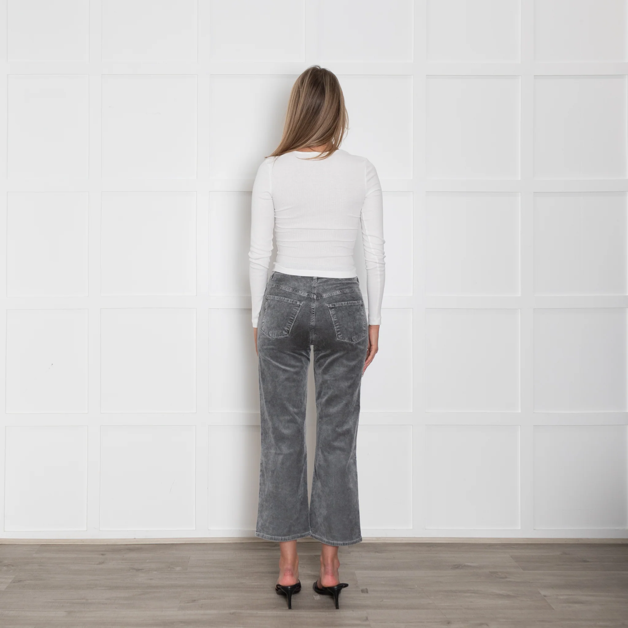 J Brand Grey Corduroy Straight Leg Trousers - Image 5