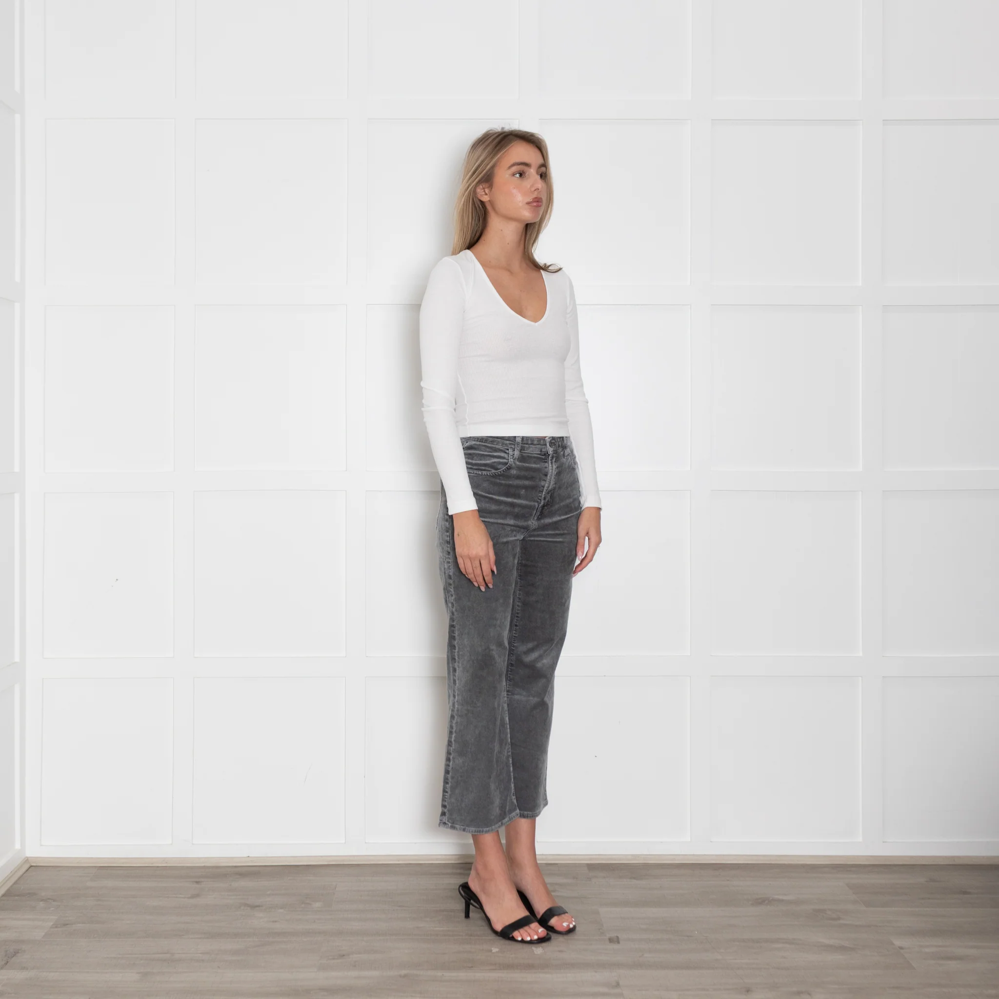 J Brand Grey Corduroy Straight Leg Trousers - Image 7