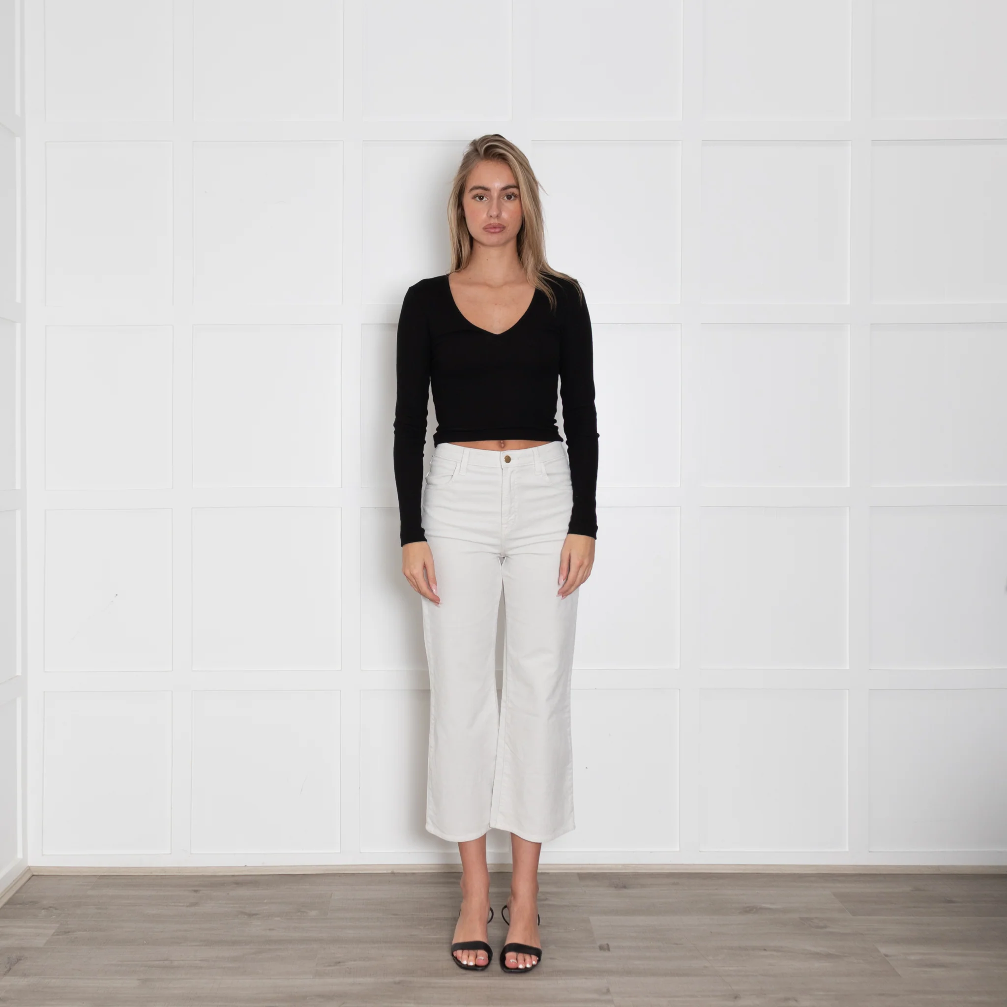 J Brand Off White Corduroy Straight Leg Trousers