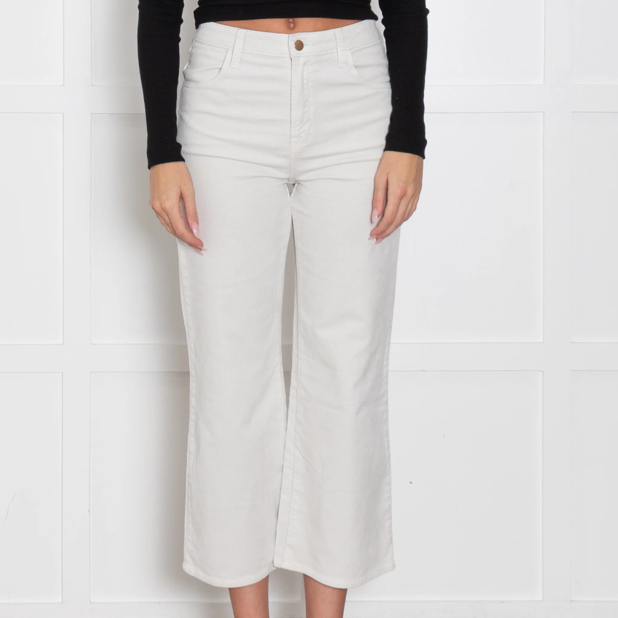 J Brand Off White Corduroy Straight Leg Trousers - Image 2