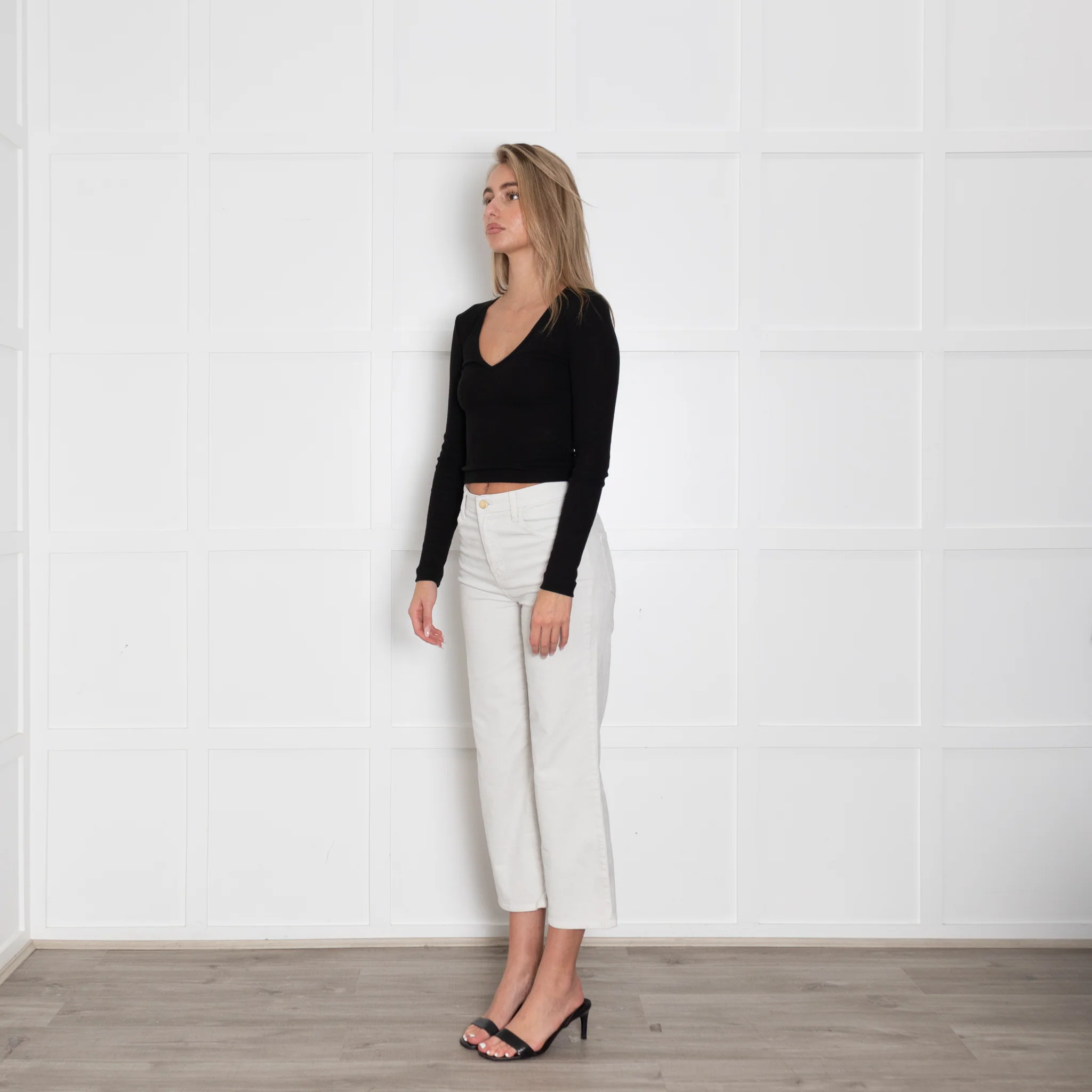 J Brand Off White Corduroy Straight Leg Trousers - Image 3