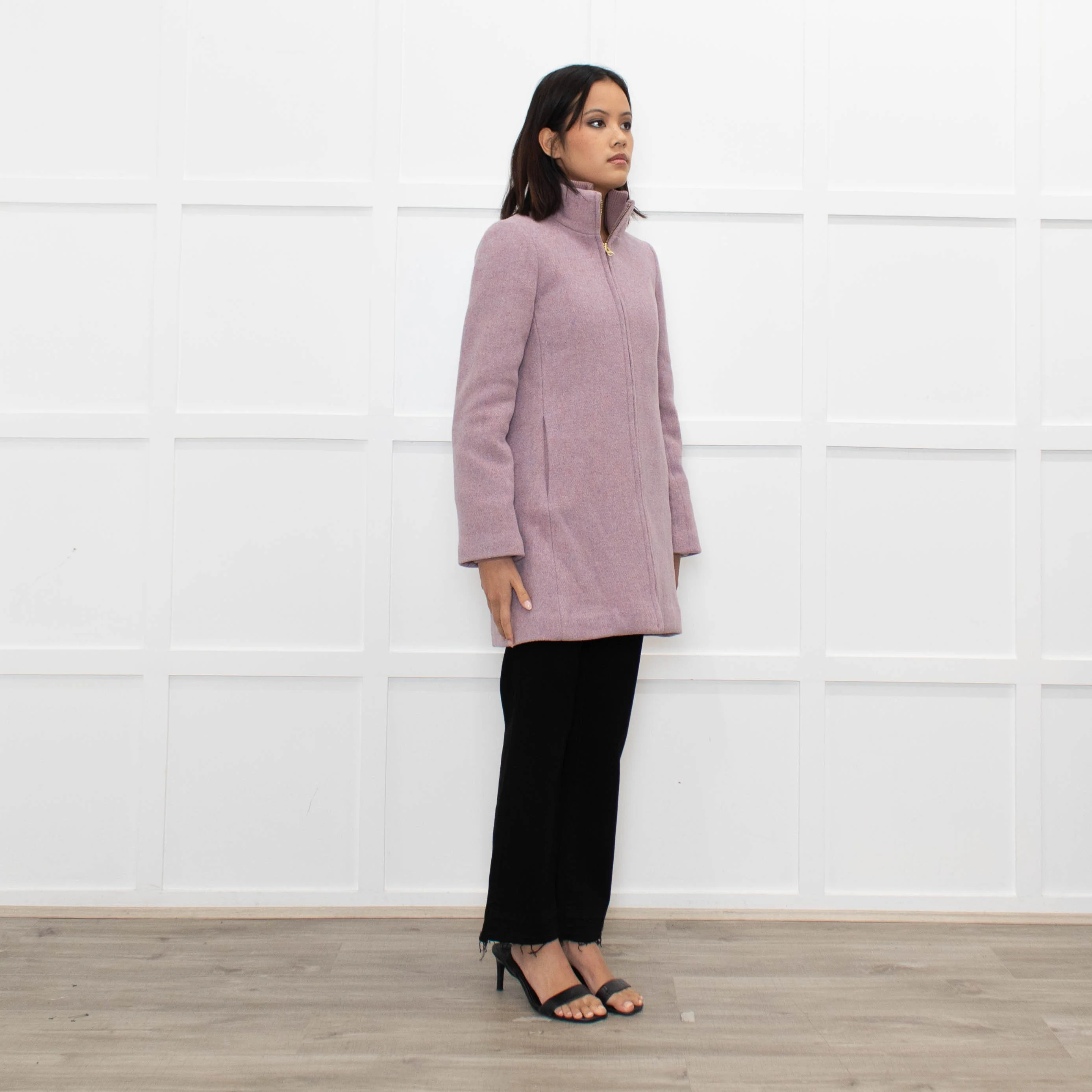 J Crew Lilac Zip Up Wool Short Coat - Image 3