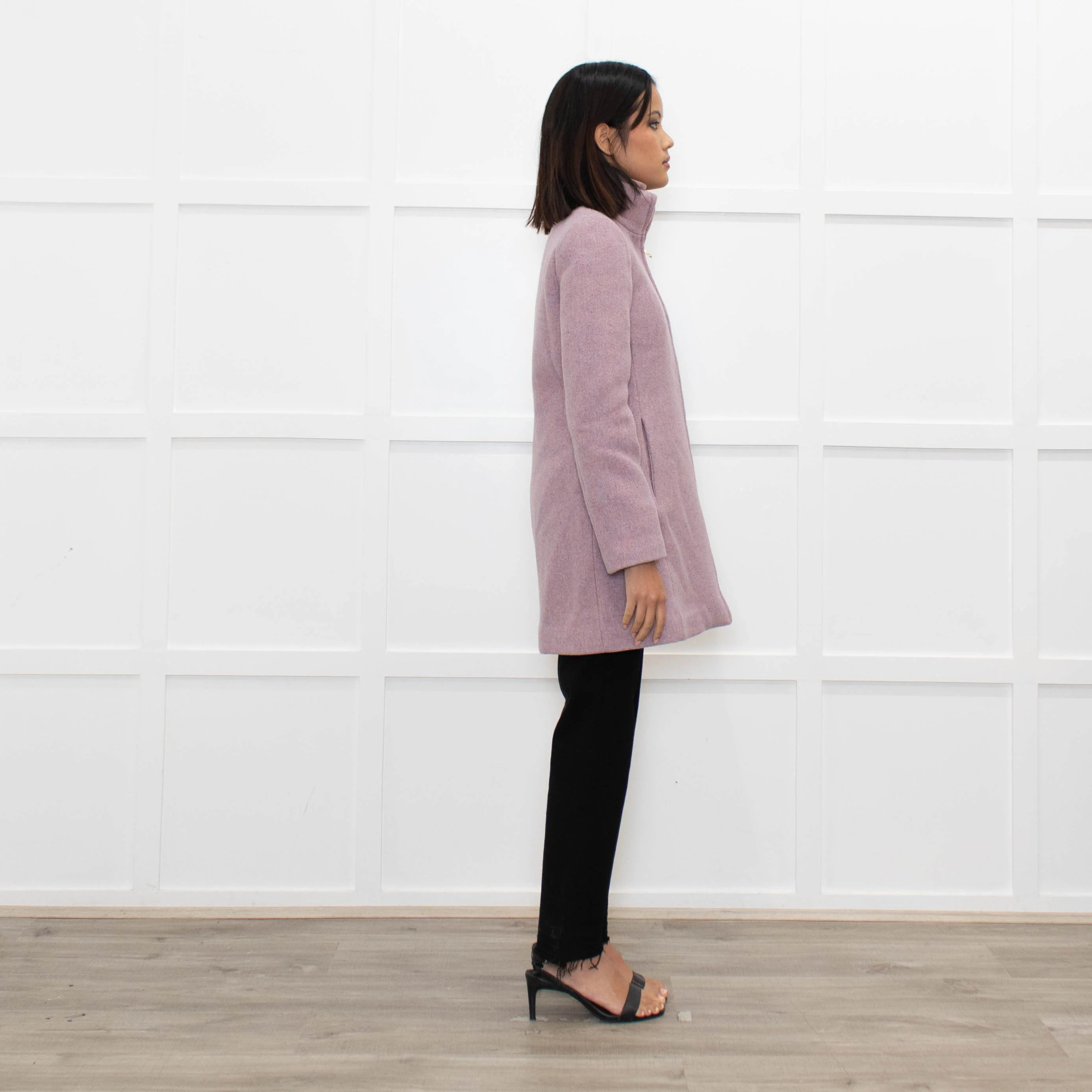 J Crew Lilac Zip Up Wool Short Coat - Image 4