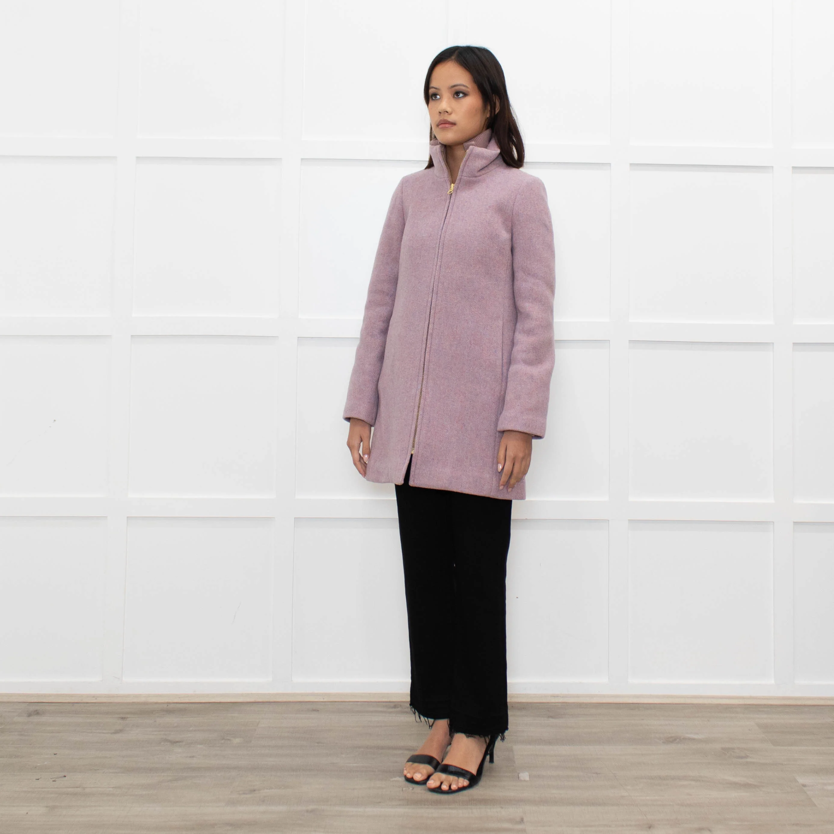 J Crew Lilac Zip Up Wool Short Coat - Image 7