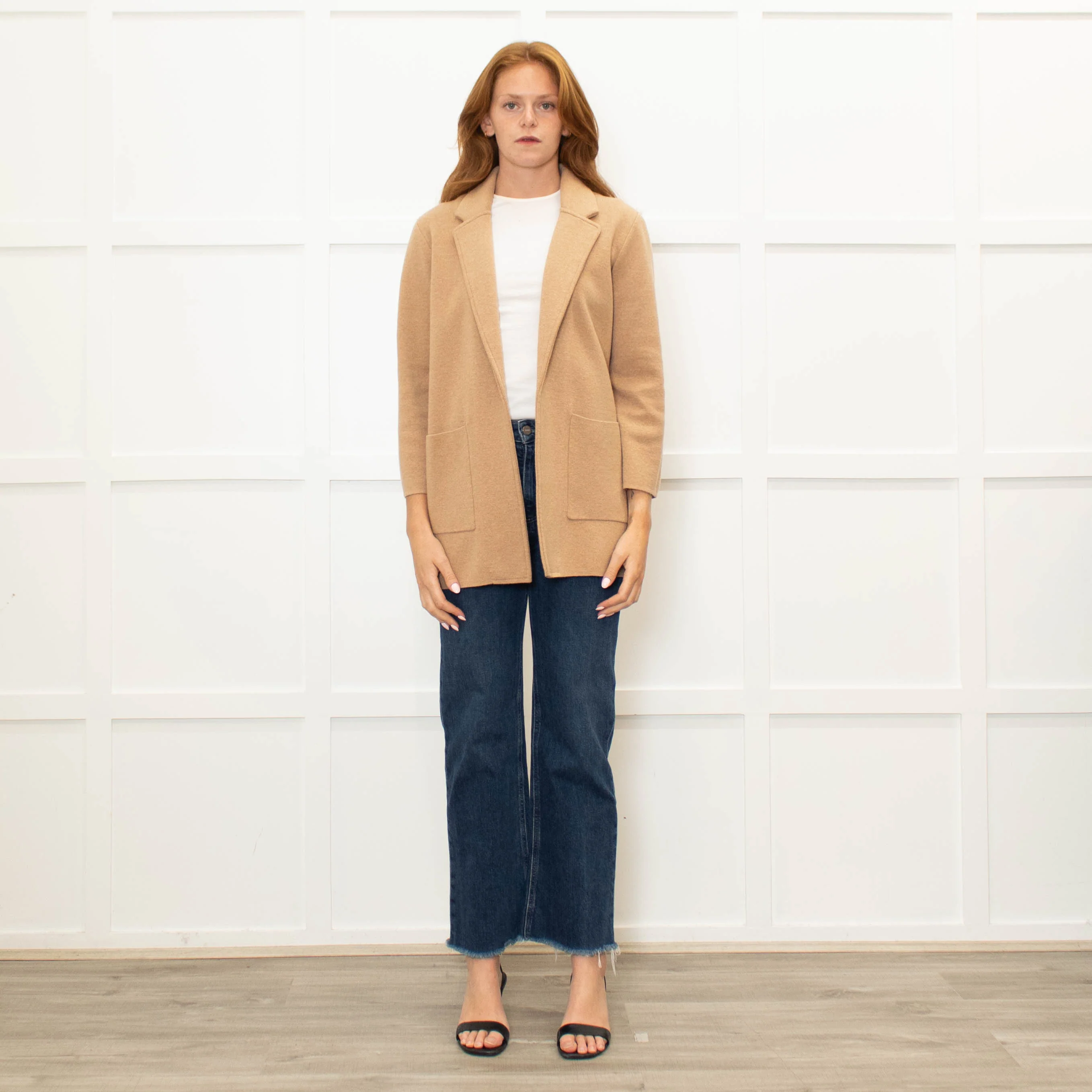 J Crew Sand Open Front Knit Blazer