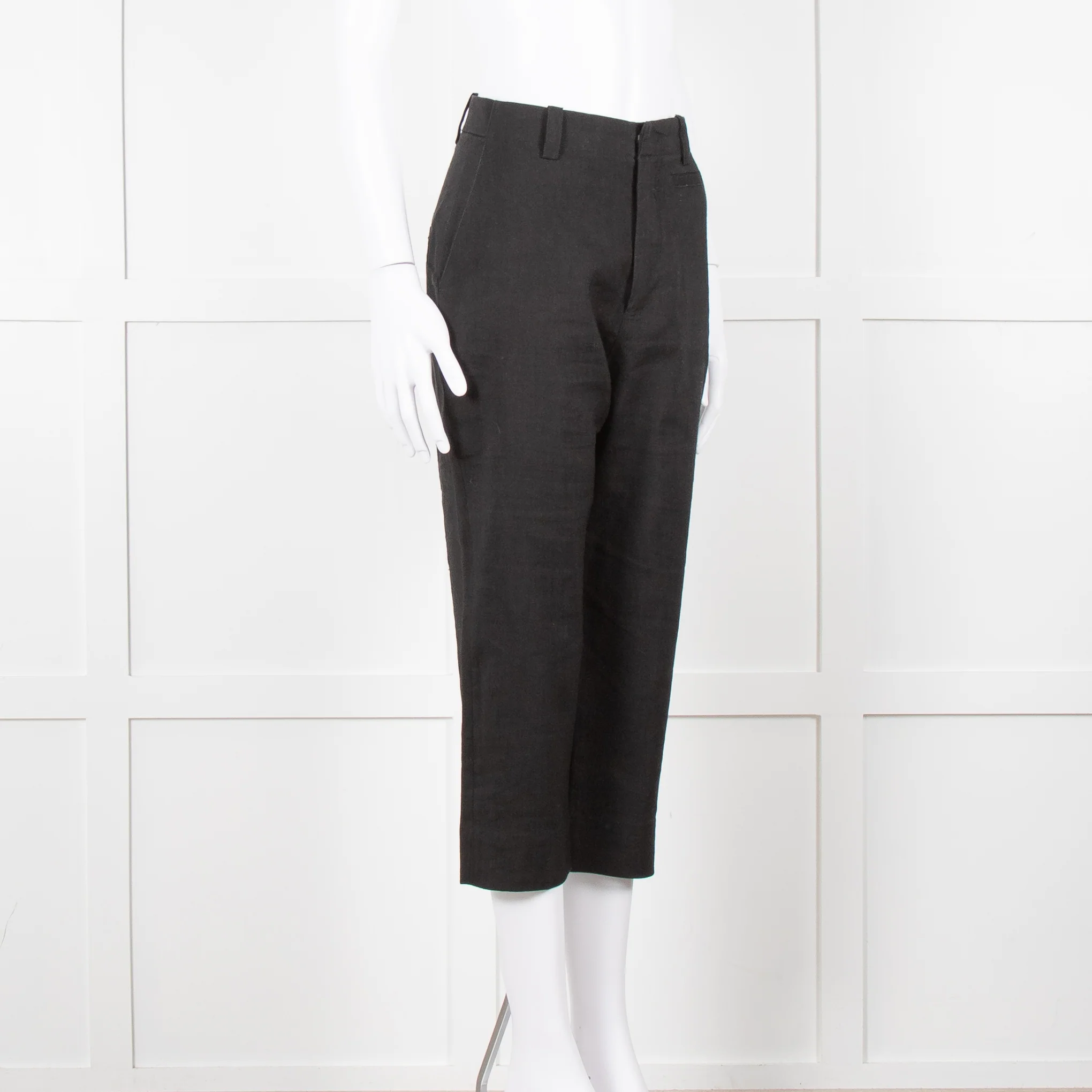 Jacquemus Black Linen High Waist Trousers - Image 2