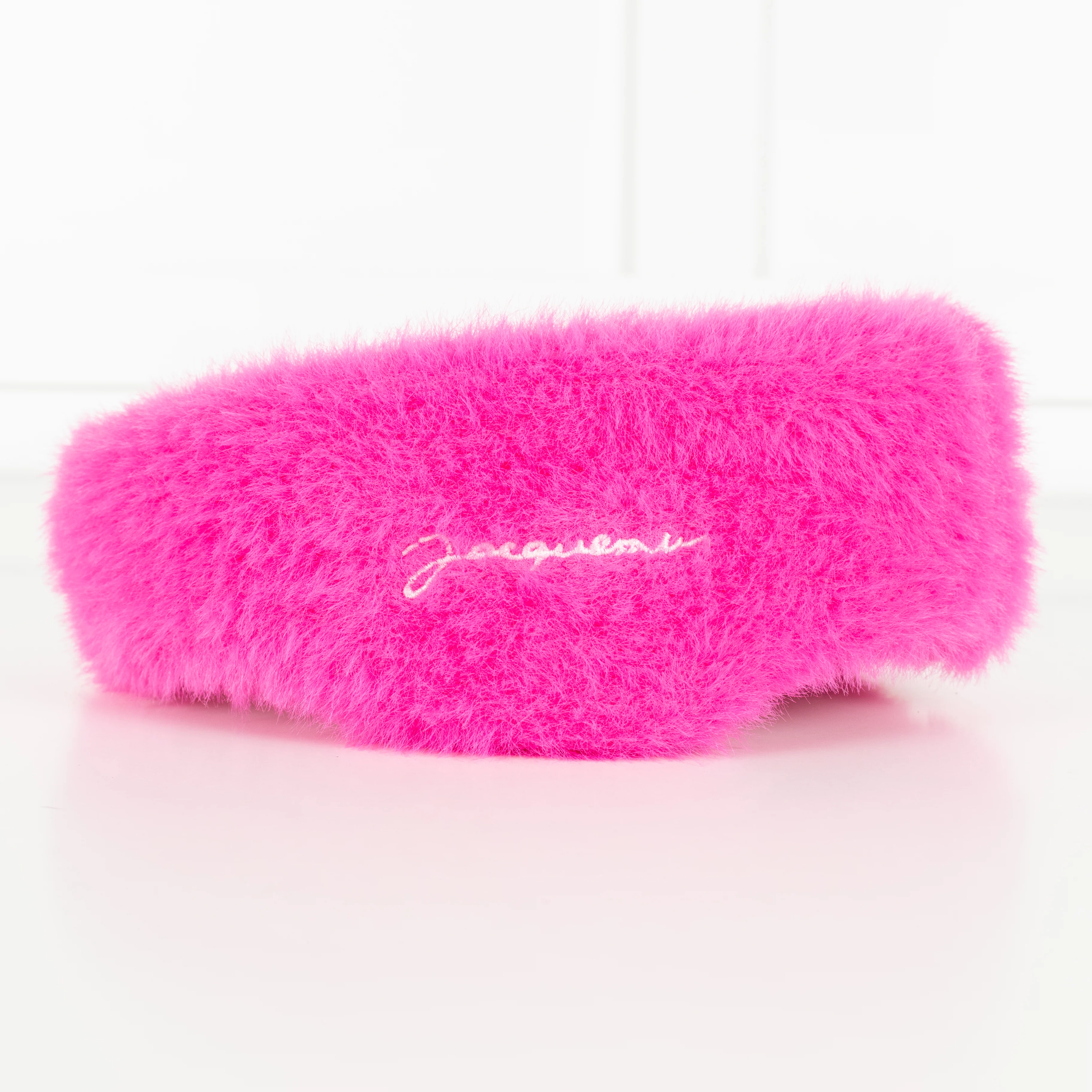 Jacquemus Pink Le Bandeau Faux Fur Headband - Image 5