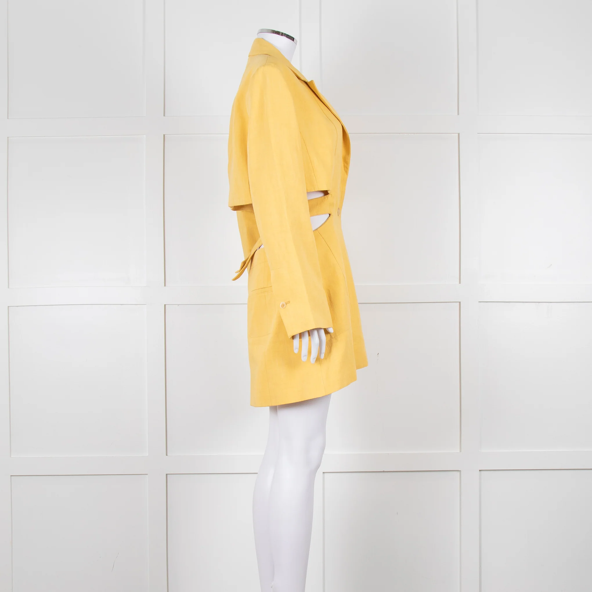 Jacquemus Yellow Le Robe Bari Linen Cutout Dress - Image 3